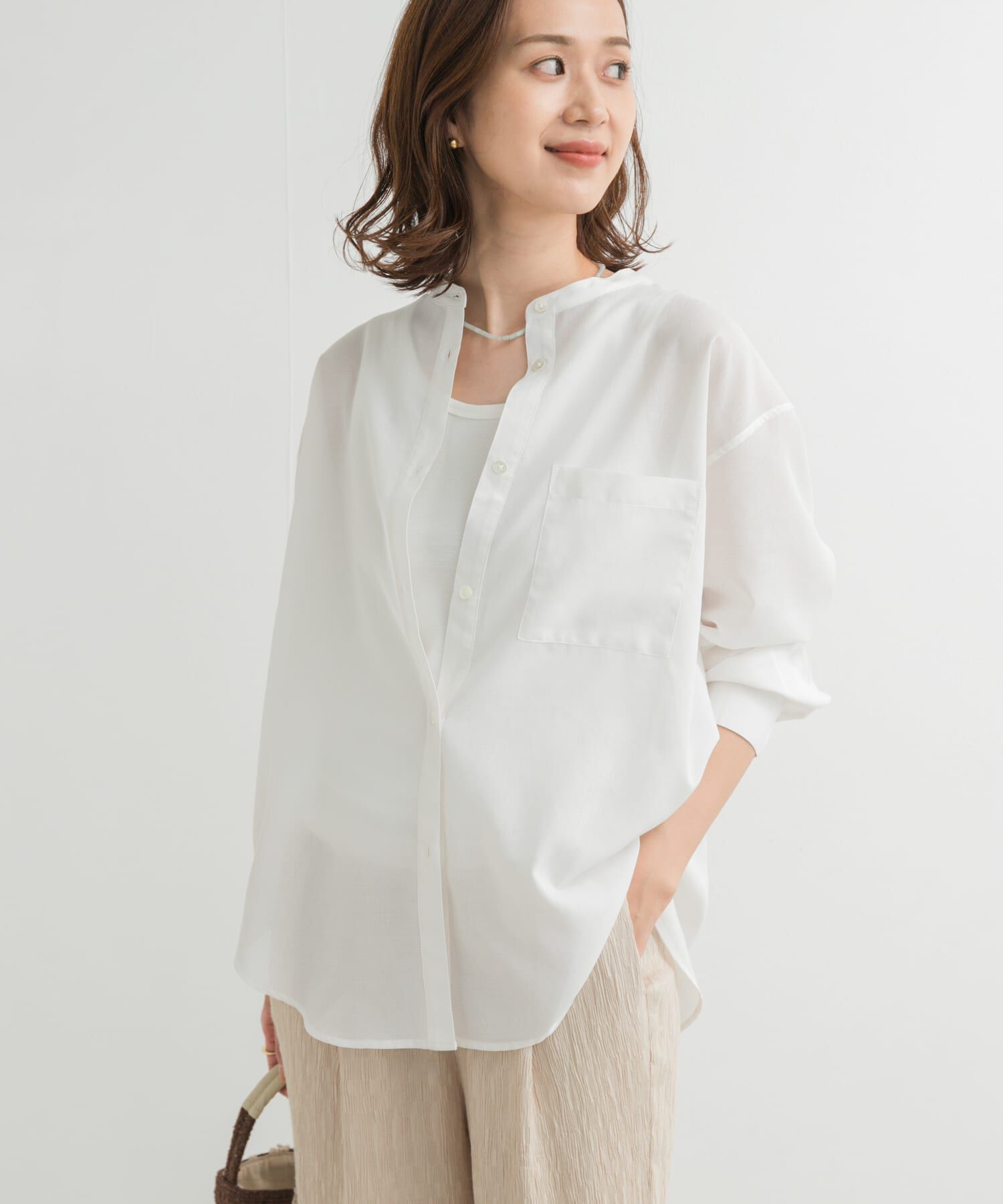 URBAN RESEARCH DOORS「『再入荷』『UR TECH』バンドカラーシャツ」|シャツ・ブラウス|