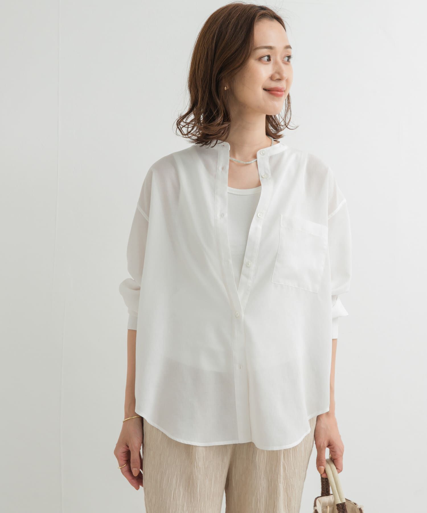 URBAN RESEARCH DOORS「『再入荷』『UR TECH』バンドカラーシャツ」|シャツ・ブラウス|