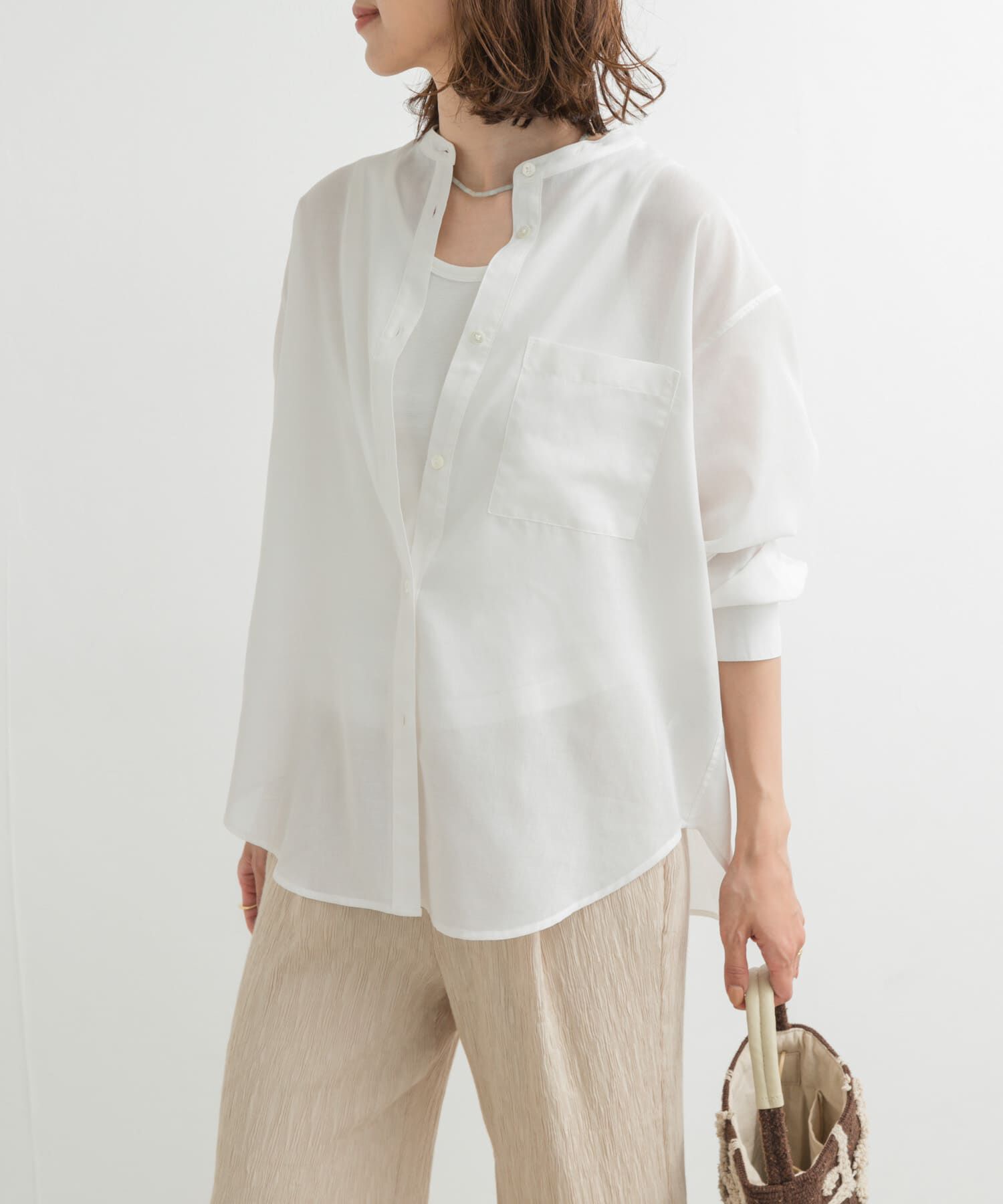 URBAN RESEARCH DOORS「『再入荷』『UR TECH』バンドカラーシャツ」|シャツ・ブラウス|