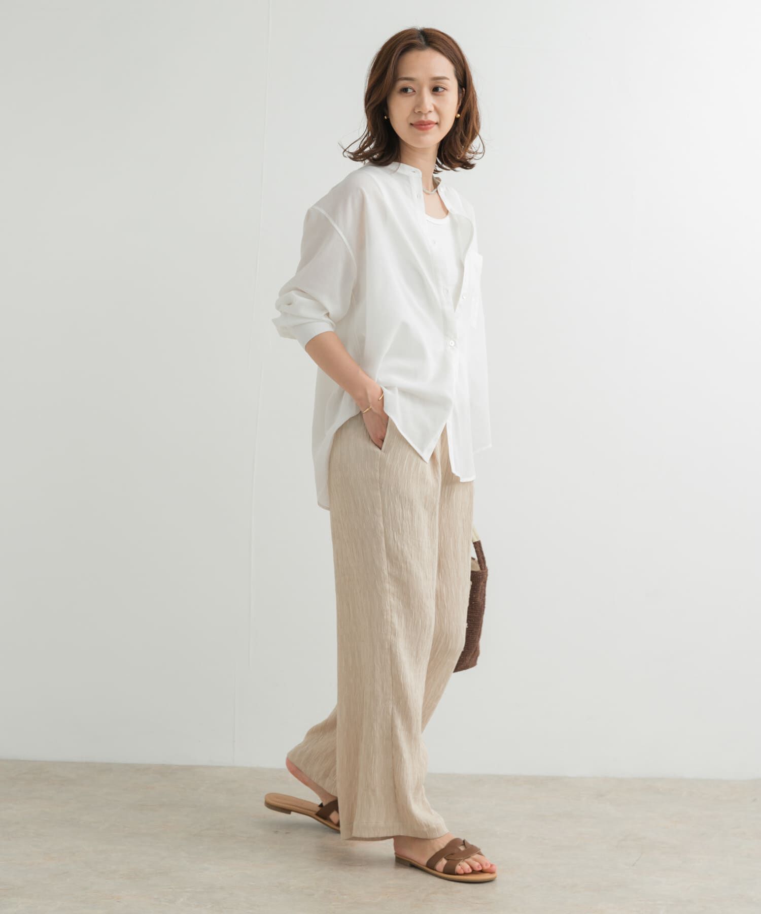 URBAN RESEARCH DOORS「『再入荷』『UR TECH』バンドカラーシャツ」|シャツ・ブラウス|