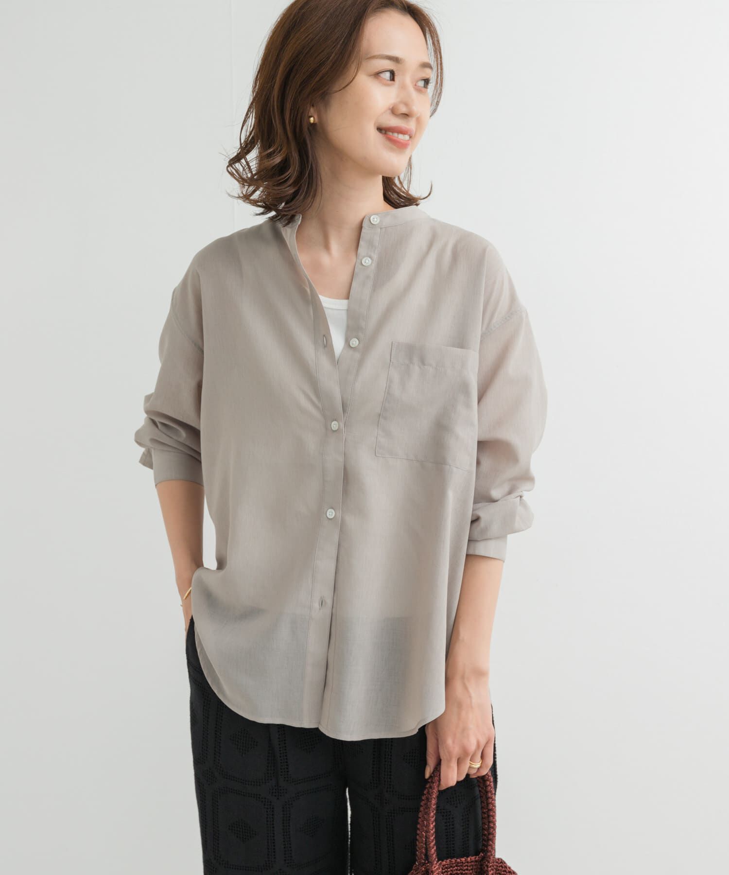 URBAN RESEARCH DOORS「『再入荷』『UR TECH』バンドカラーシャツ」|シャツ・ブラウス|