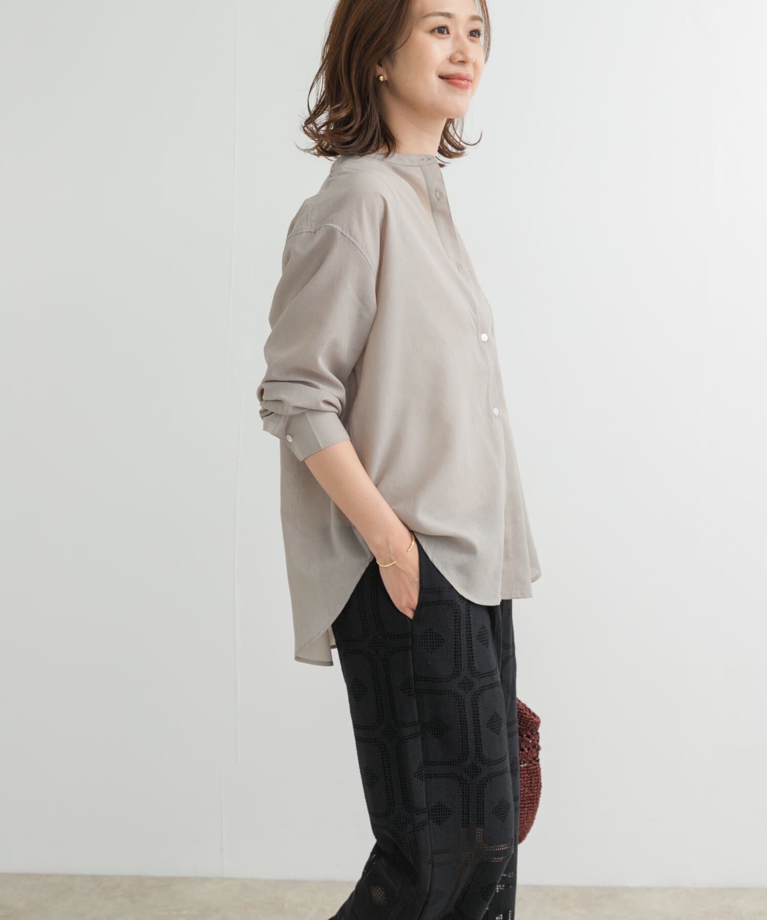 URBAN RESEARCH DOORS「『再入荷』『UR TECH』バンドカラーシャツ」|シャツ・ブラウス|