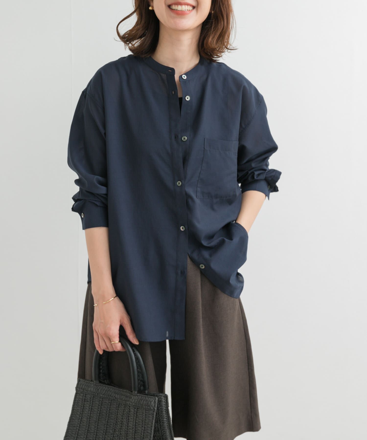 URBAN RESEARCH DOORS「『再入荷』『UR TECH』バンドカラーシャツ」|シャツ・ブラウス|