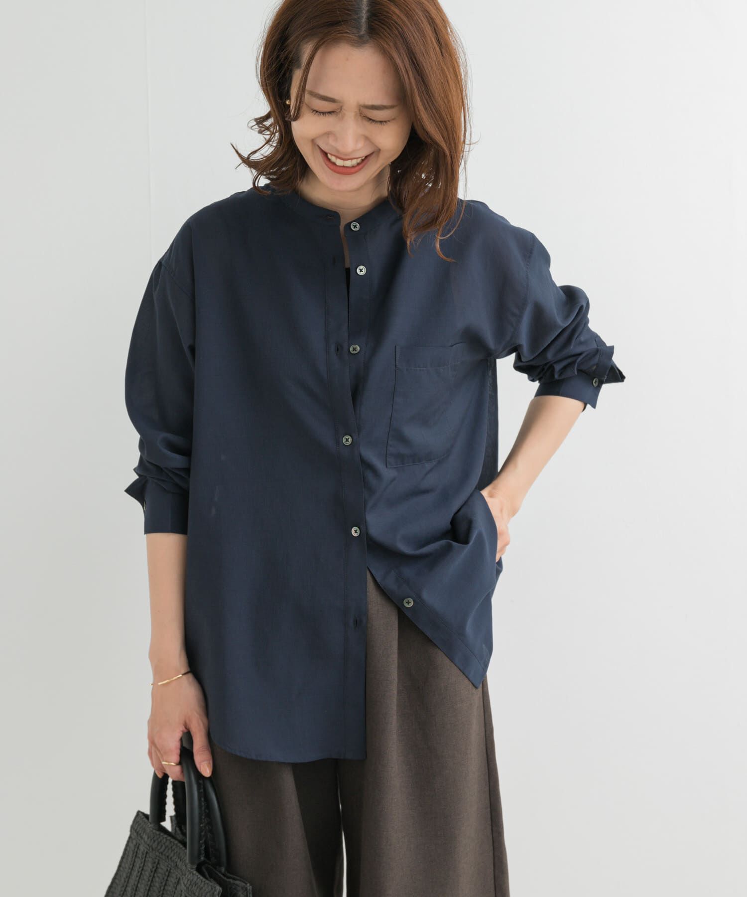 URBAN RESEARCH DOORS「『再入荷』『UR TECH』バンドカラーシャツ」|シャツ・ブラウス|