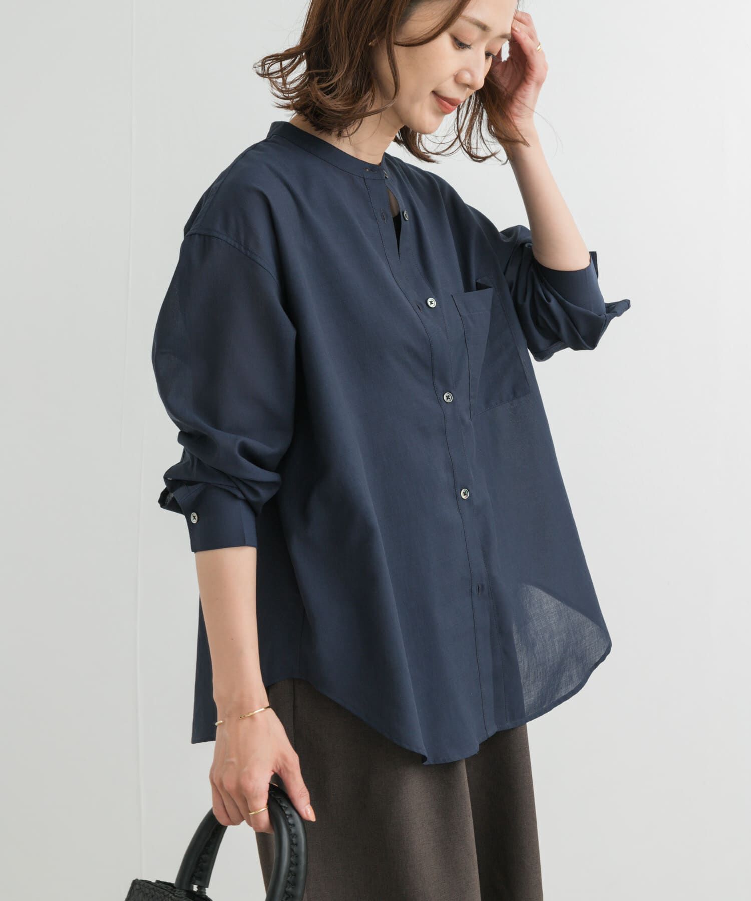 URBAN RESEARCH DOORS「『再入荷』『UR TECH』バンドカラーシャツ」|シャツ・ブラウス|