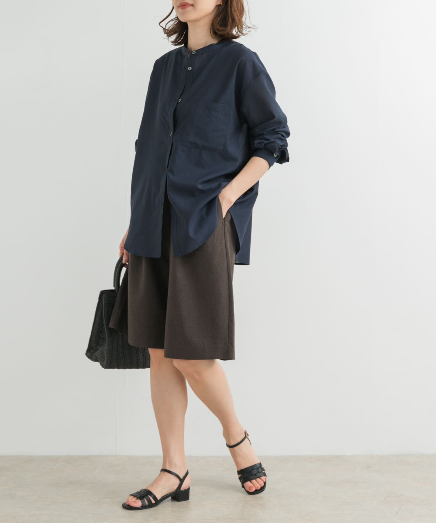 URBAN RESEARCH DOORS「『再入荷』『UR TECH』バンドカラーシャツ」|シャツ・ブラウス|