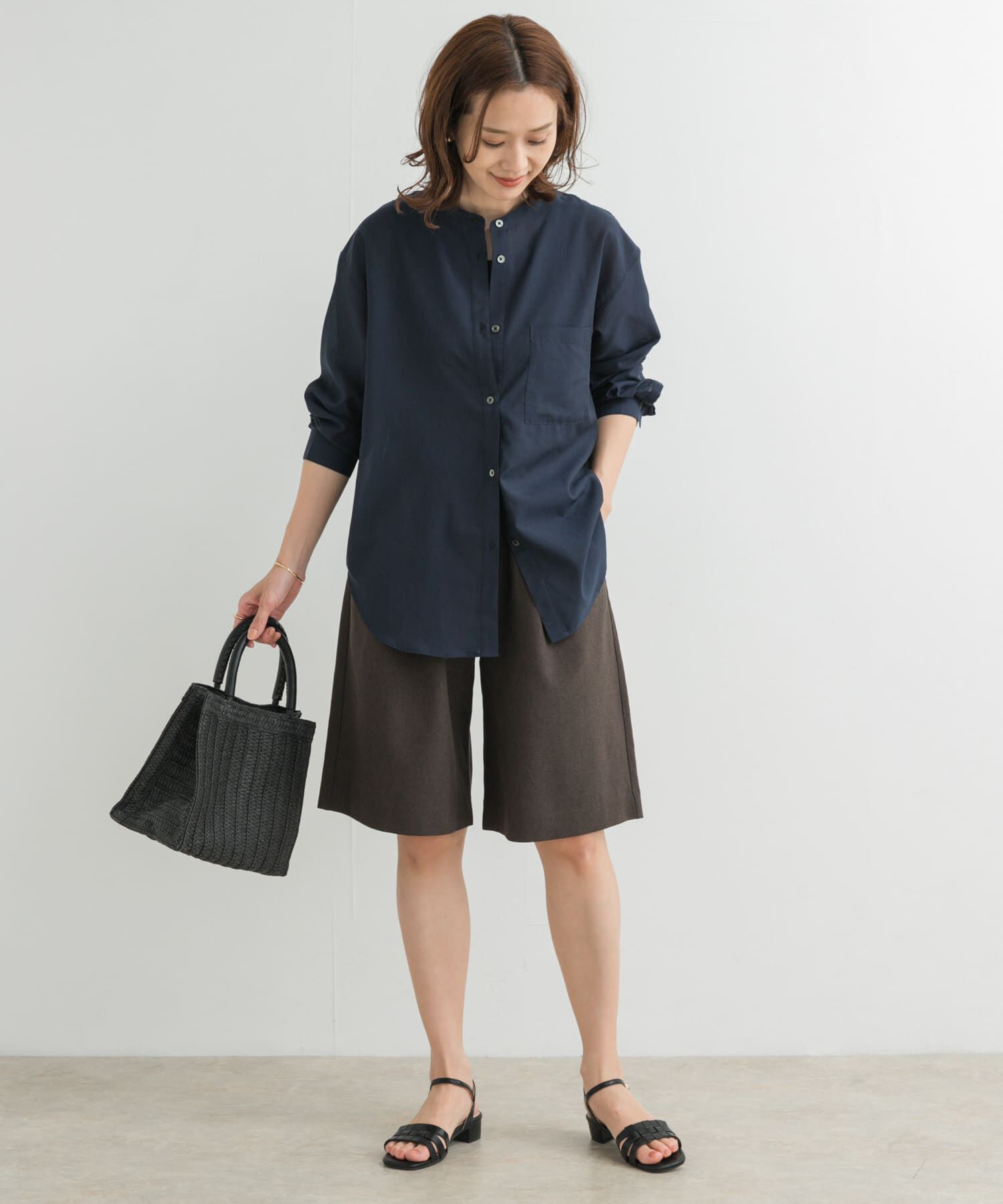 URBAN RESEARCH DOORS「『再入荷』『UR TECH』バンドカラーシャツ」|シャツ・ブラウス|