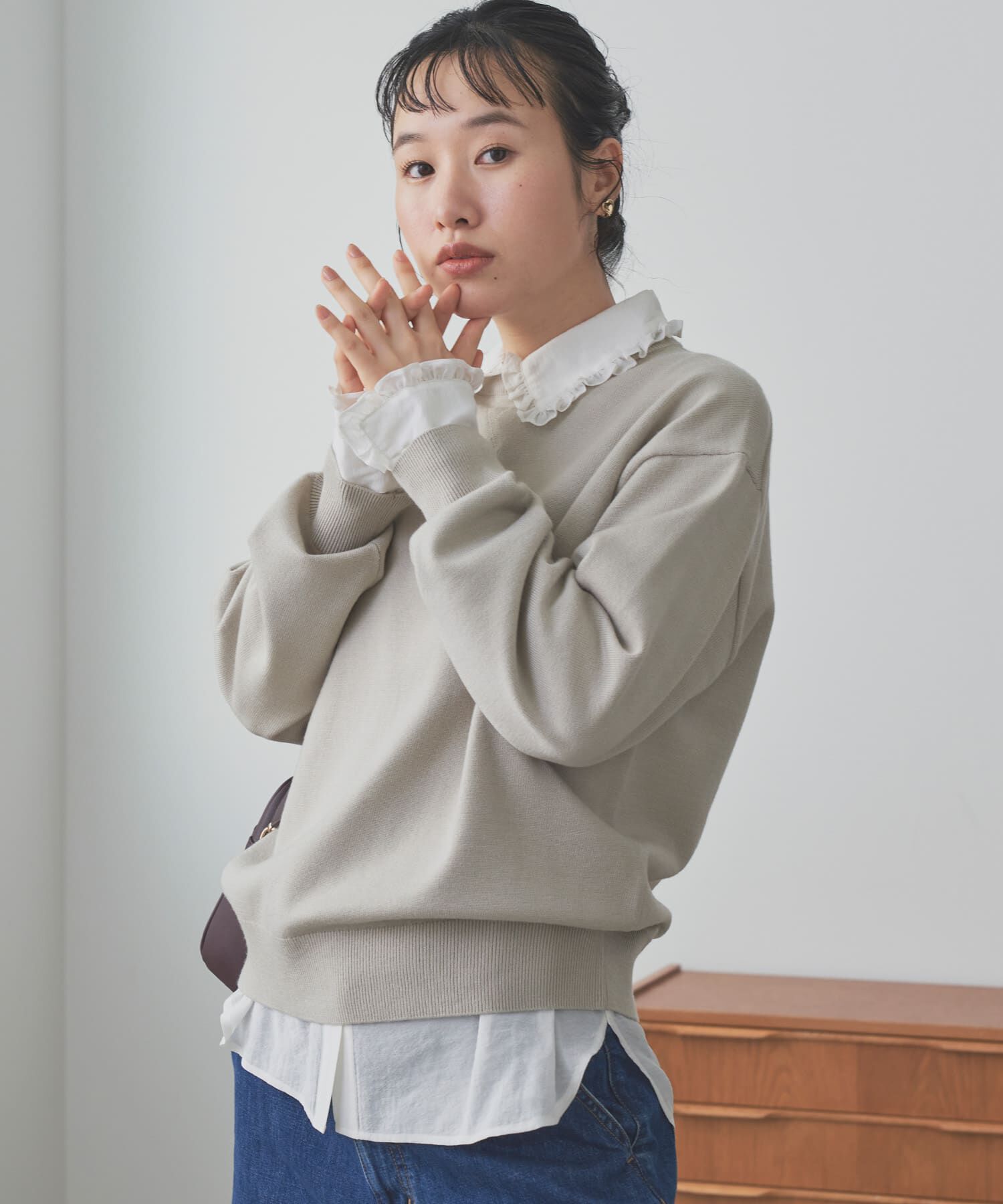 URBAN RESEARCH DOORS「『仁村紗和さん着用』『UR TECH 200日ﾆｯﾄ』ｽｳｪｯﾄﾗｲｸﾌﾟﾙｵｰ  」|ニット・セーター|ライトグレー