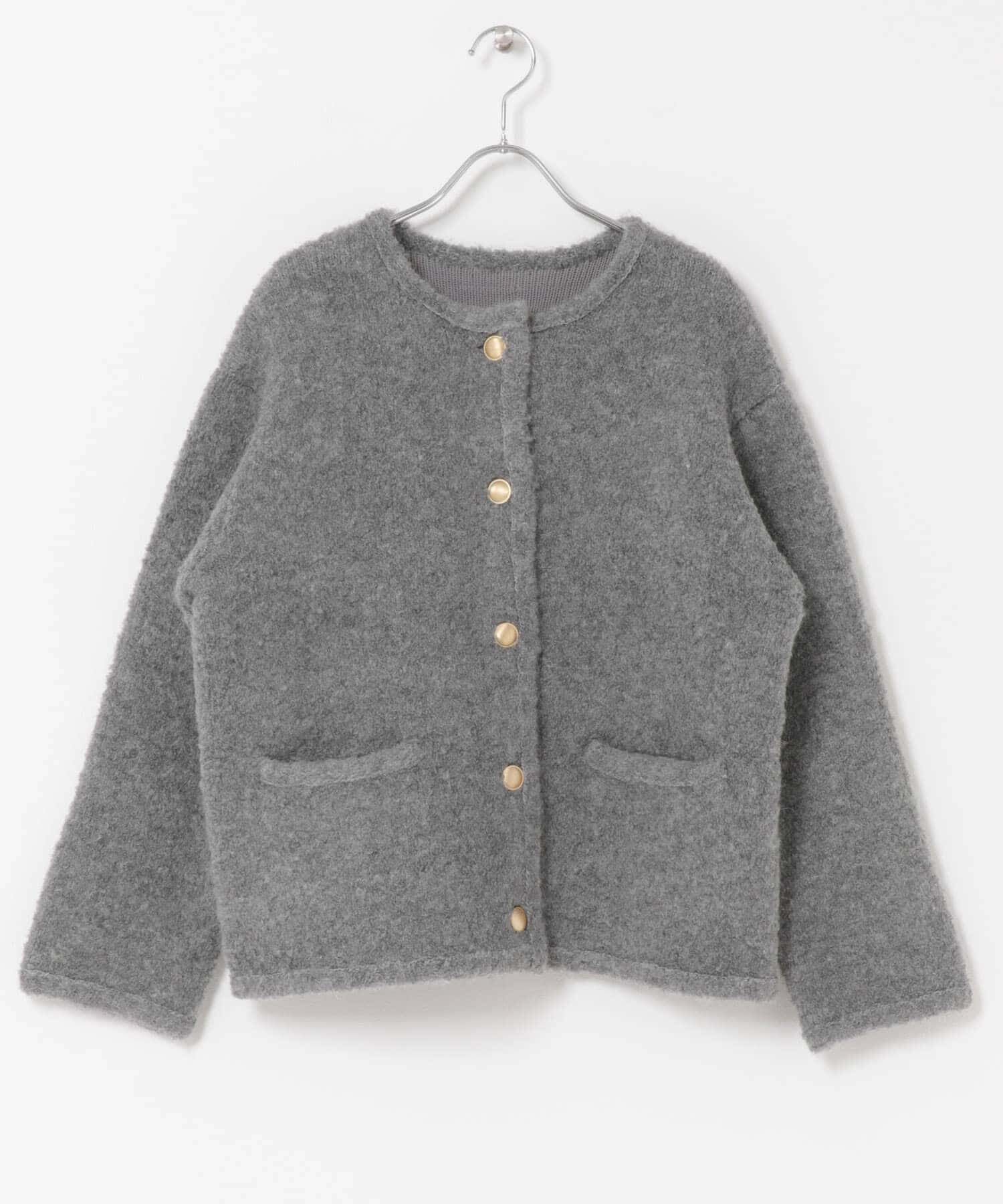 URBAN RESEARCH ROSSO「『WEB/一部店舗限定』ウール混ブークレニットジャケット」|ノーカラーコート|