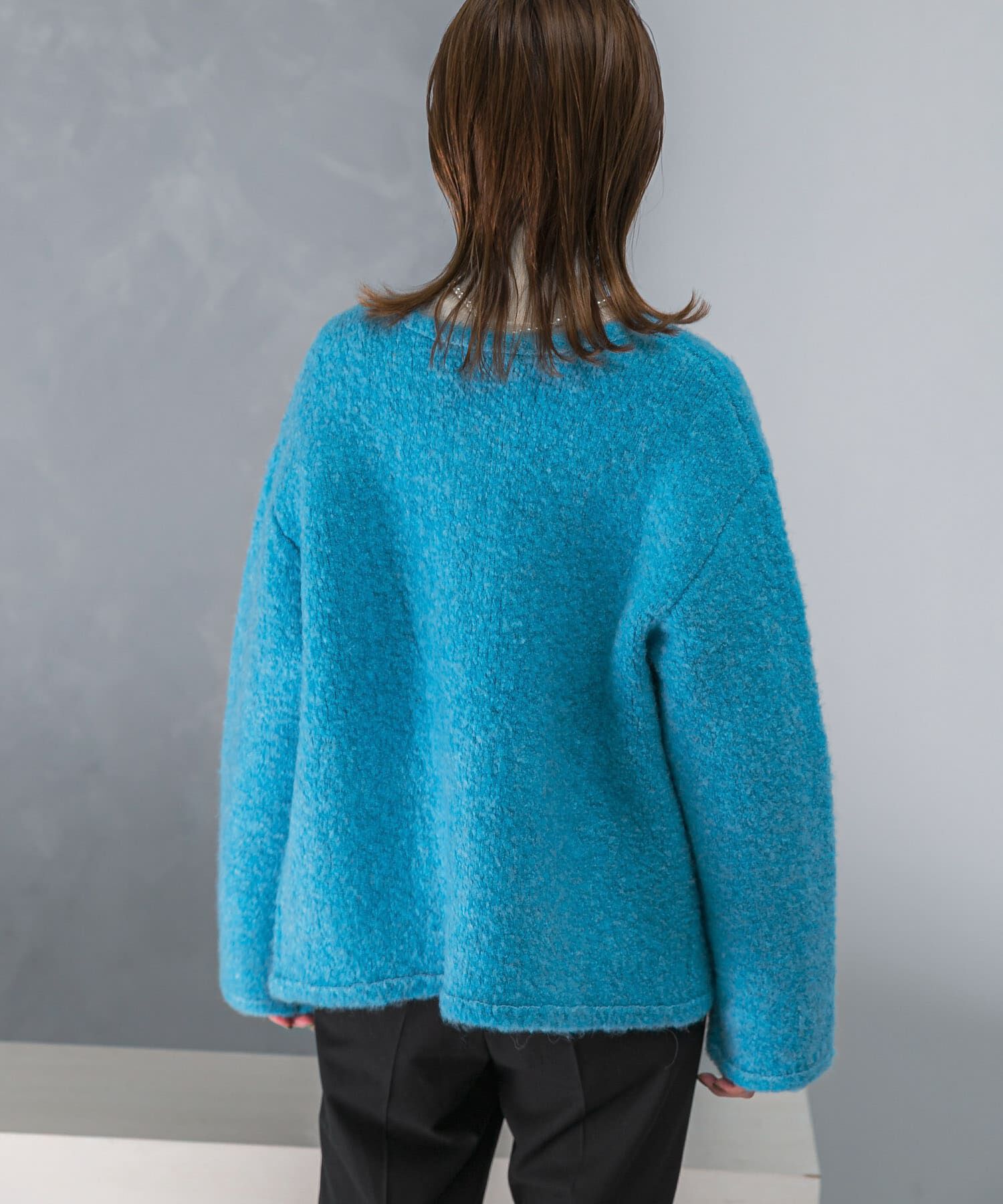 URBAN RESEARCH ROSSO「『WEB/一部店舗限定』ウール混ブークレニットジャケット」|ノーカラーコート|