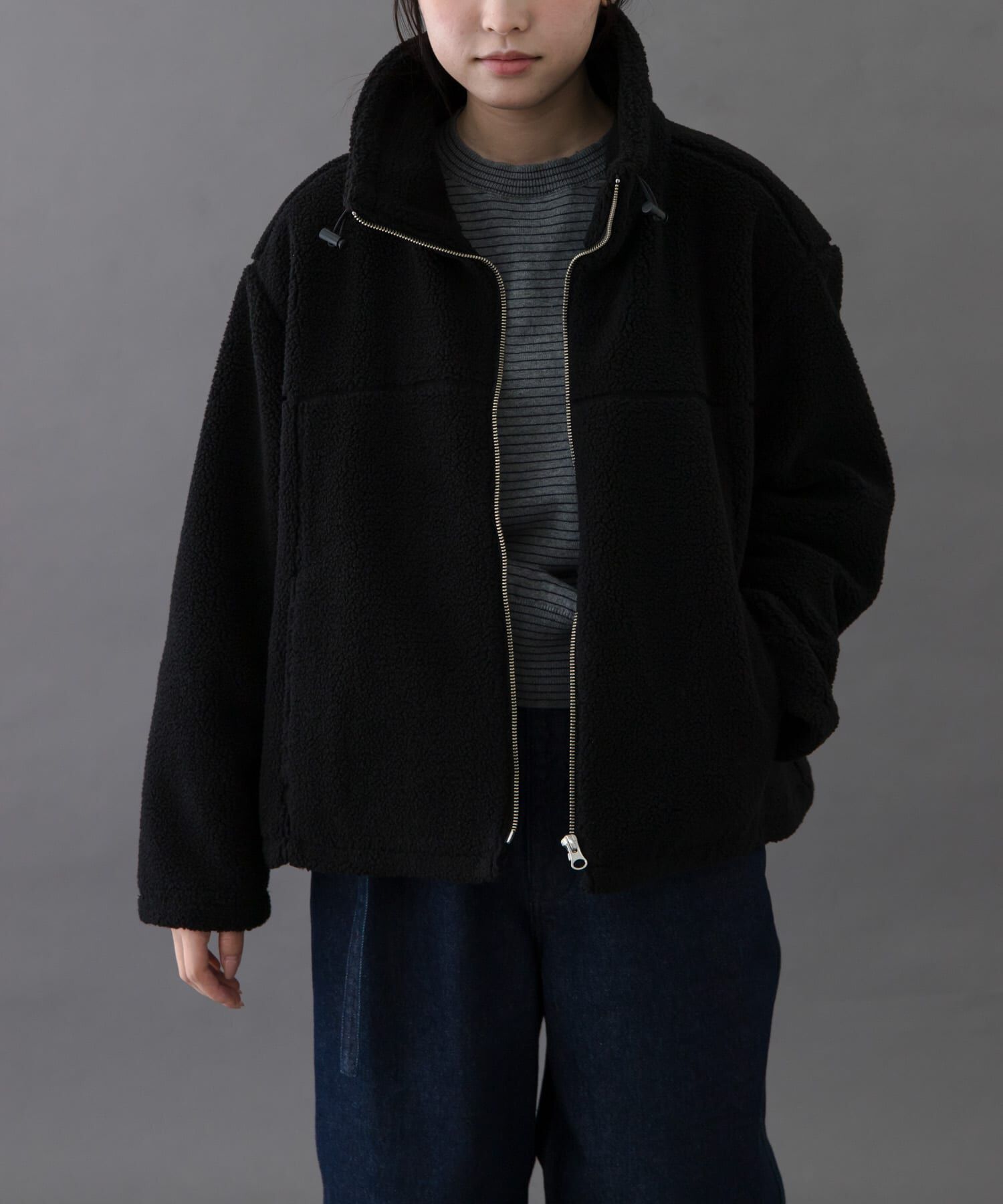 URBAN RESEARCH DOORS「FORK&SPOON　スタンドカラーボアブルゾン」|ブルゾン・スタジャン|