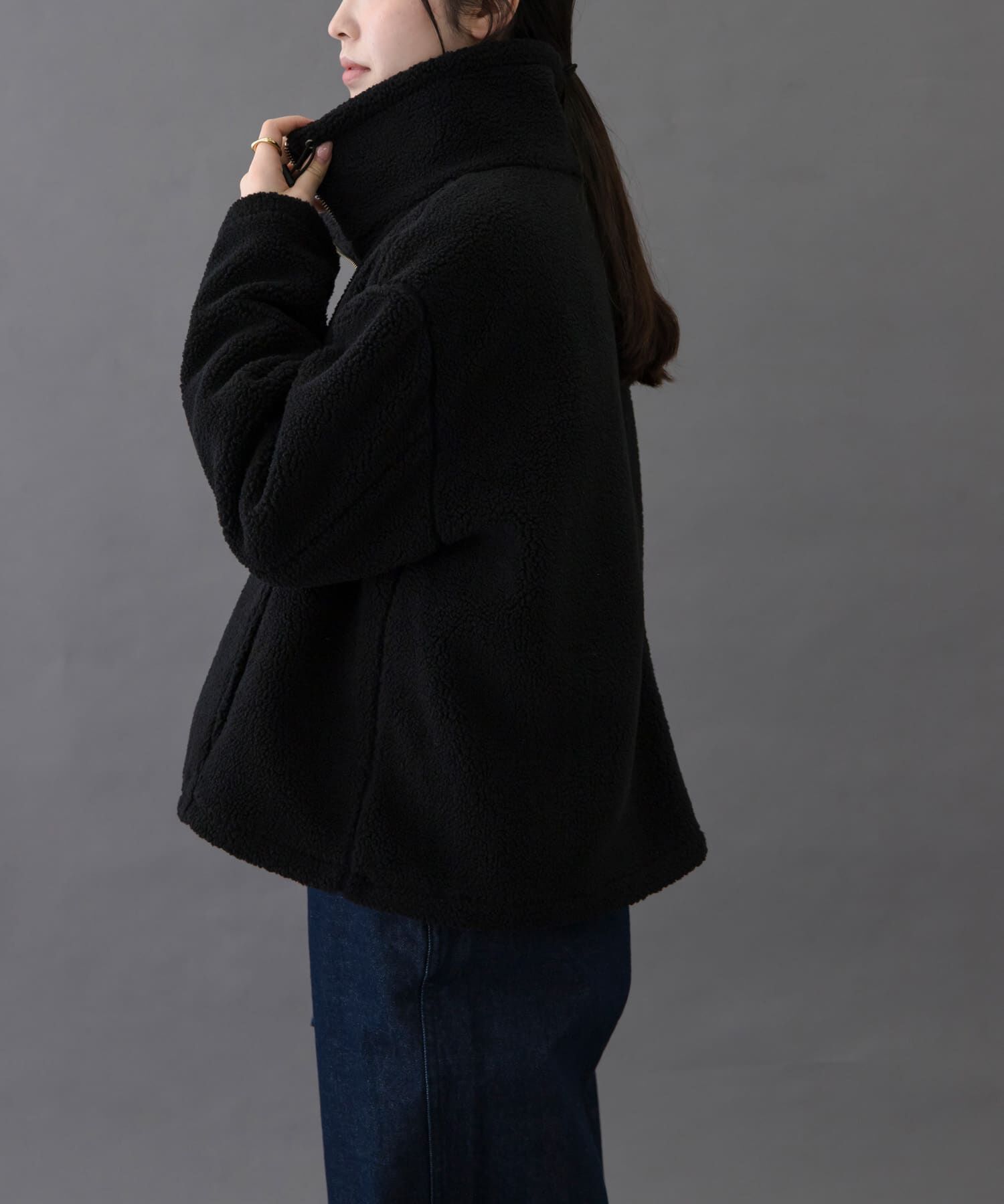 URBAN RESEARCH DOORS「FORK&SPOON　スタンドカラーボアブルゾン」|ブルゾン・スタジャン|