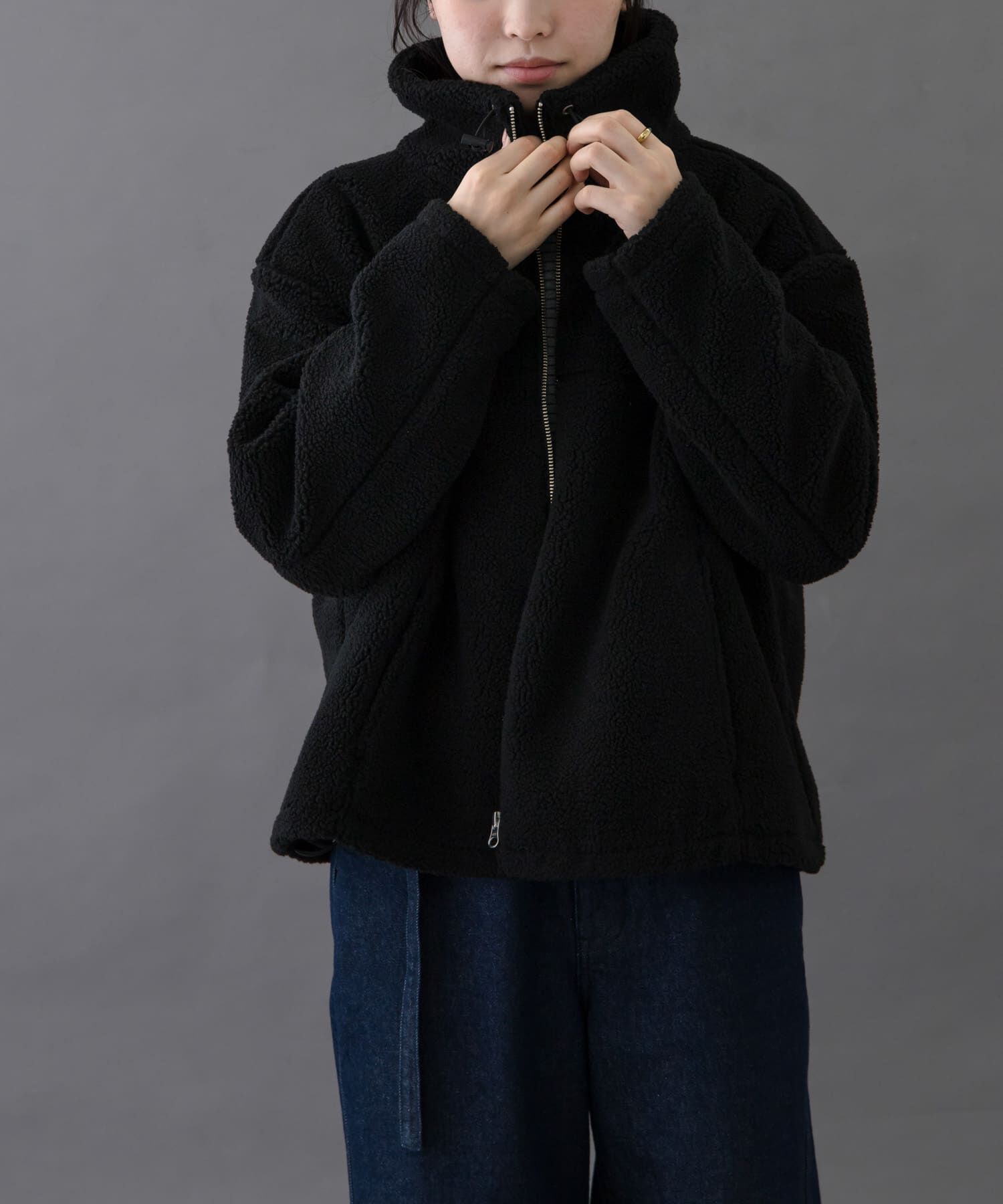 URBAN RESEARCH DOORS「FORK&SPOON　スタンドカラーボアブルゾン」|ブルゾン・スタジャン|