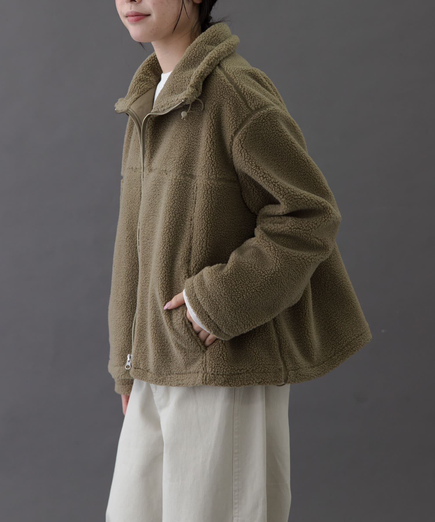 URBAN RESEARCH DOORS「FORK&SPOON　スタンドカラーボアブルゾン」|ブルゾン・スタジャン|