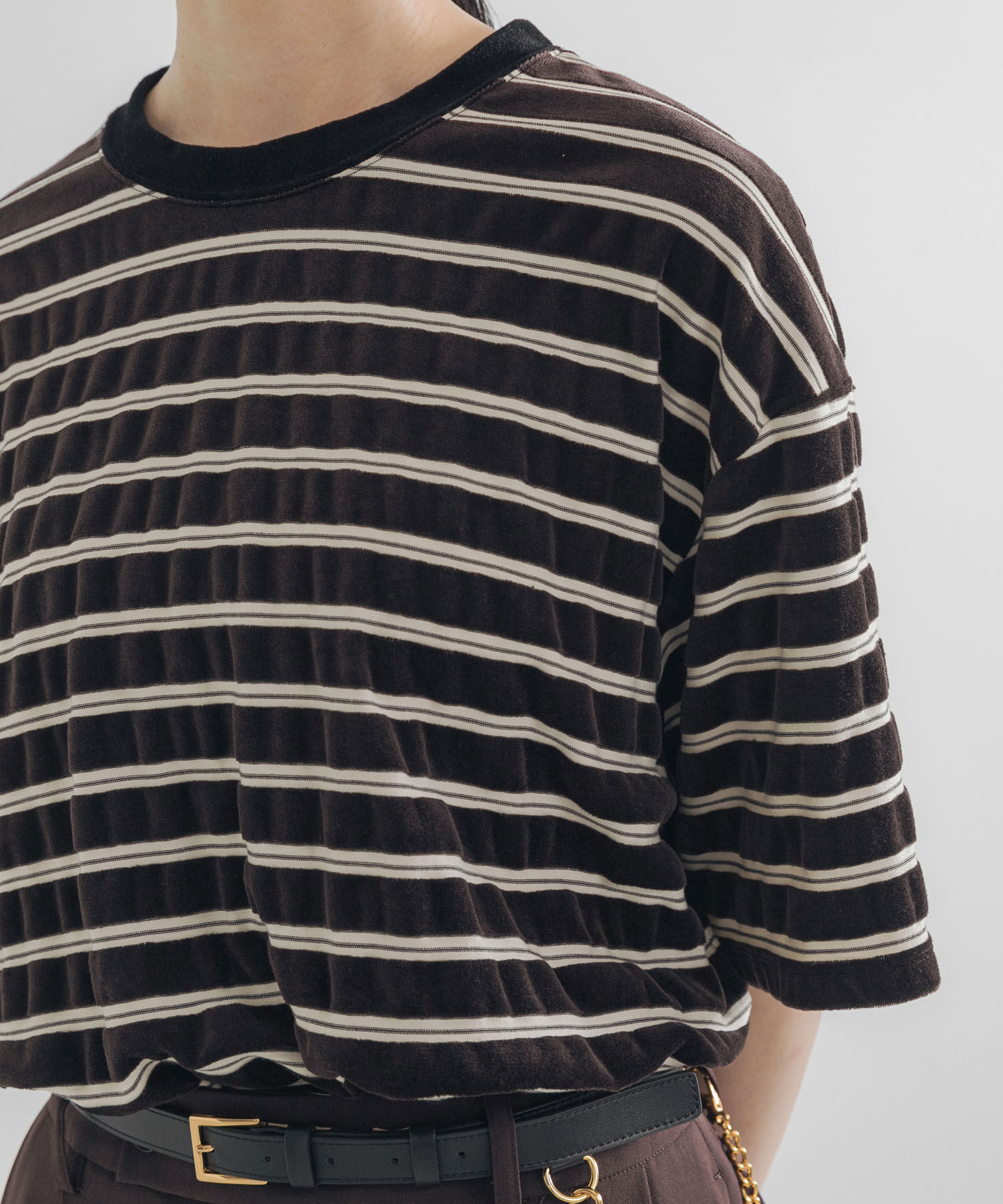 URBAN RESEARCH「ベロアボーダーカットソー」|Tシャツ・カットソー|