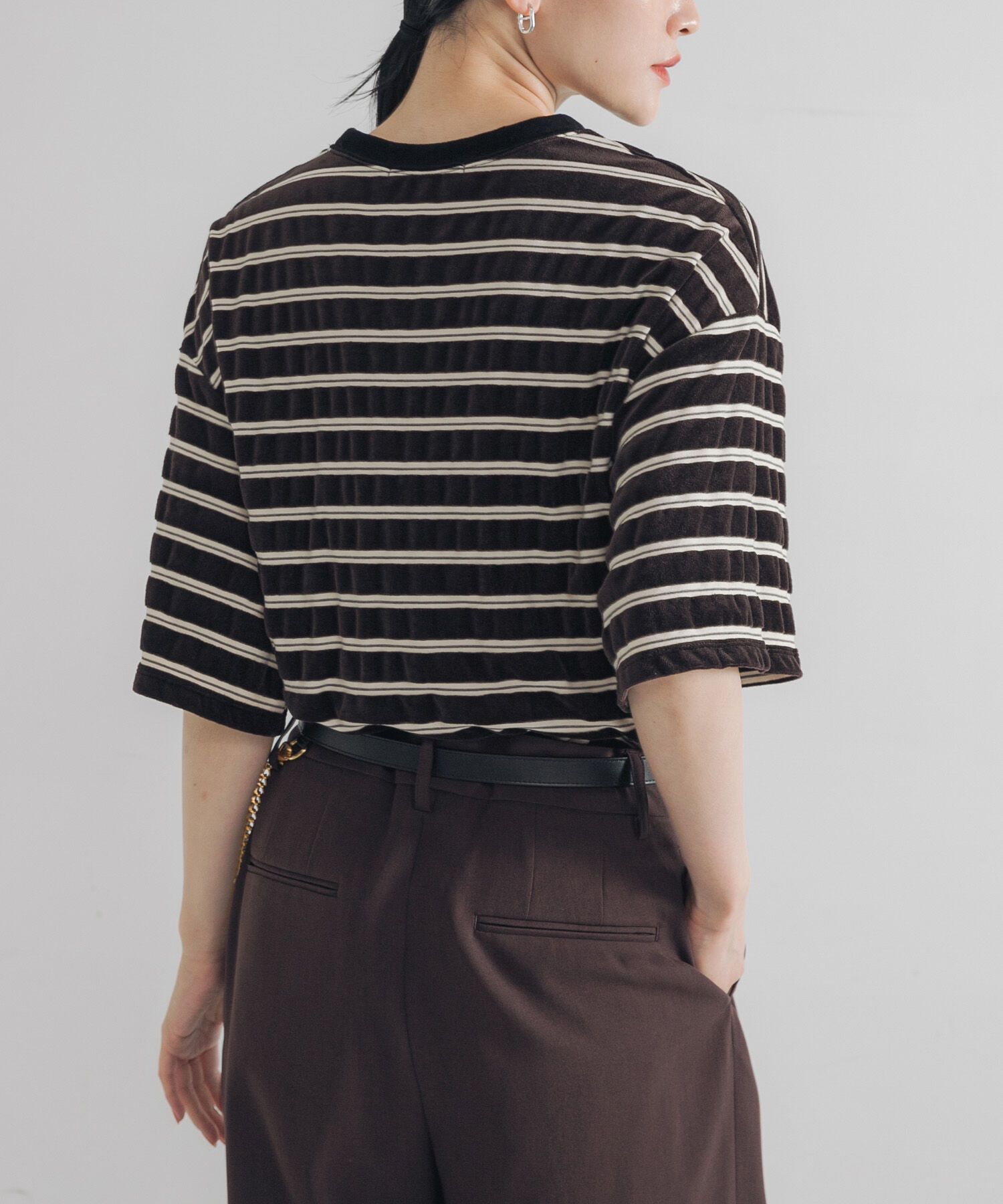 URBAN RESEARCH「ベロアボーダーカットソー」|Tシャツ・カットソー|