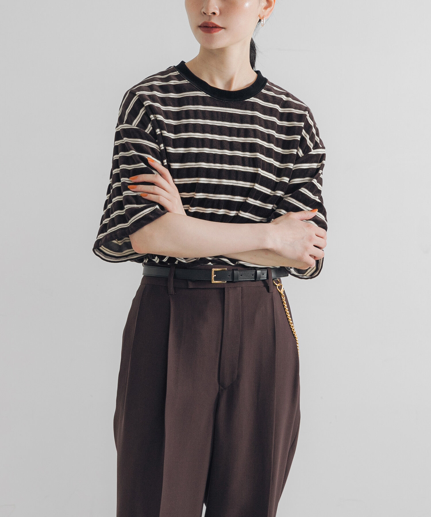 URBAN RESEARCH「ベロアボーダーカットソー」|Tシャツ・カットソー|