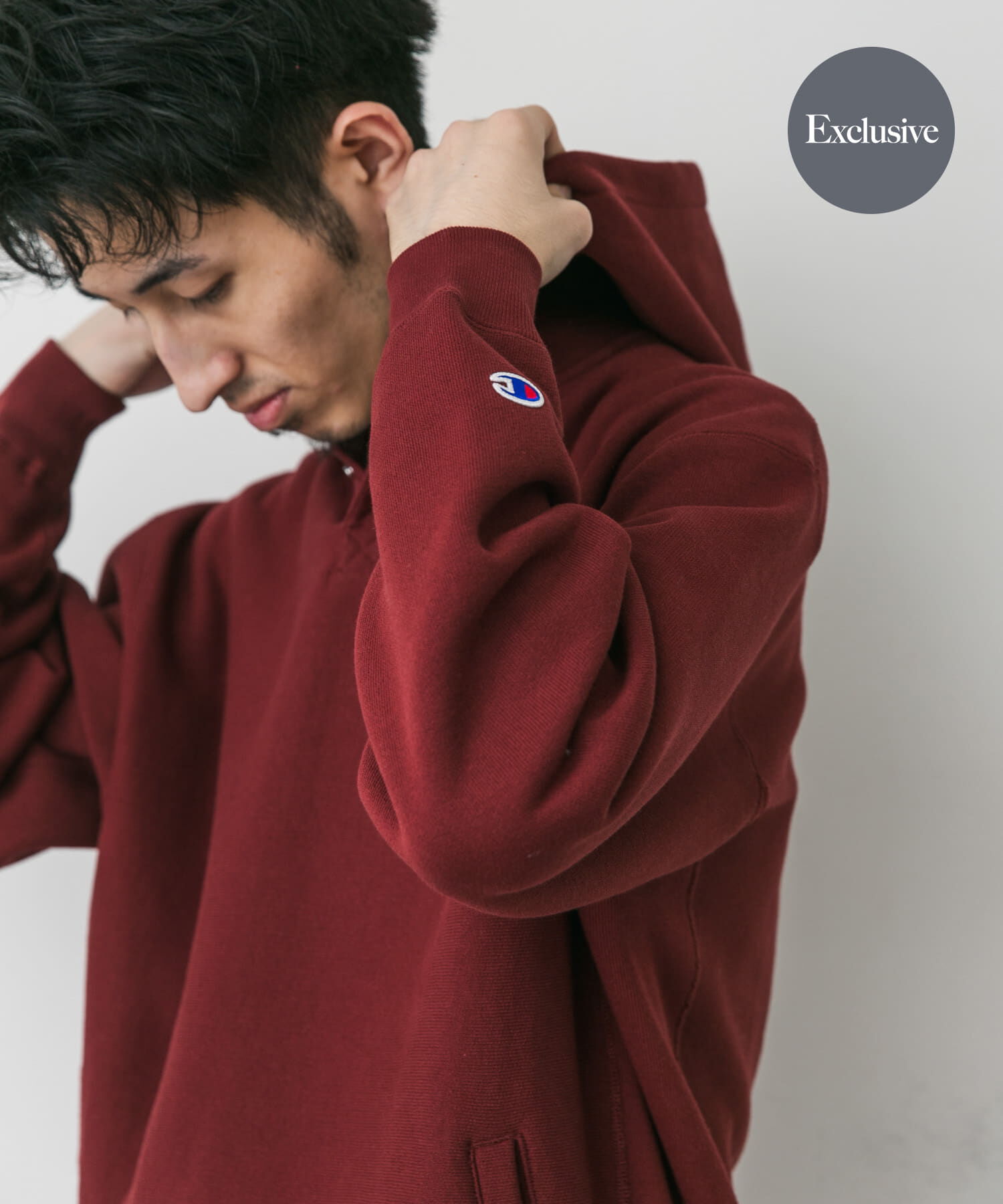 URBAN RESEARCH DOORS「『別注』Champion&times;DOORS　RW HALF SNAP PARKA」|パーカー|パープル