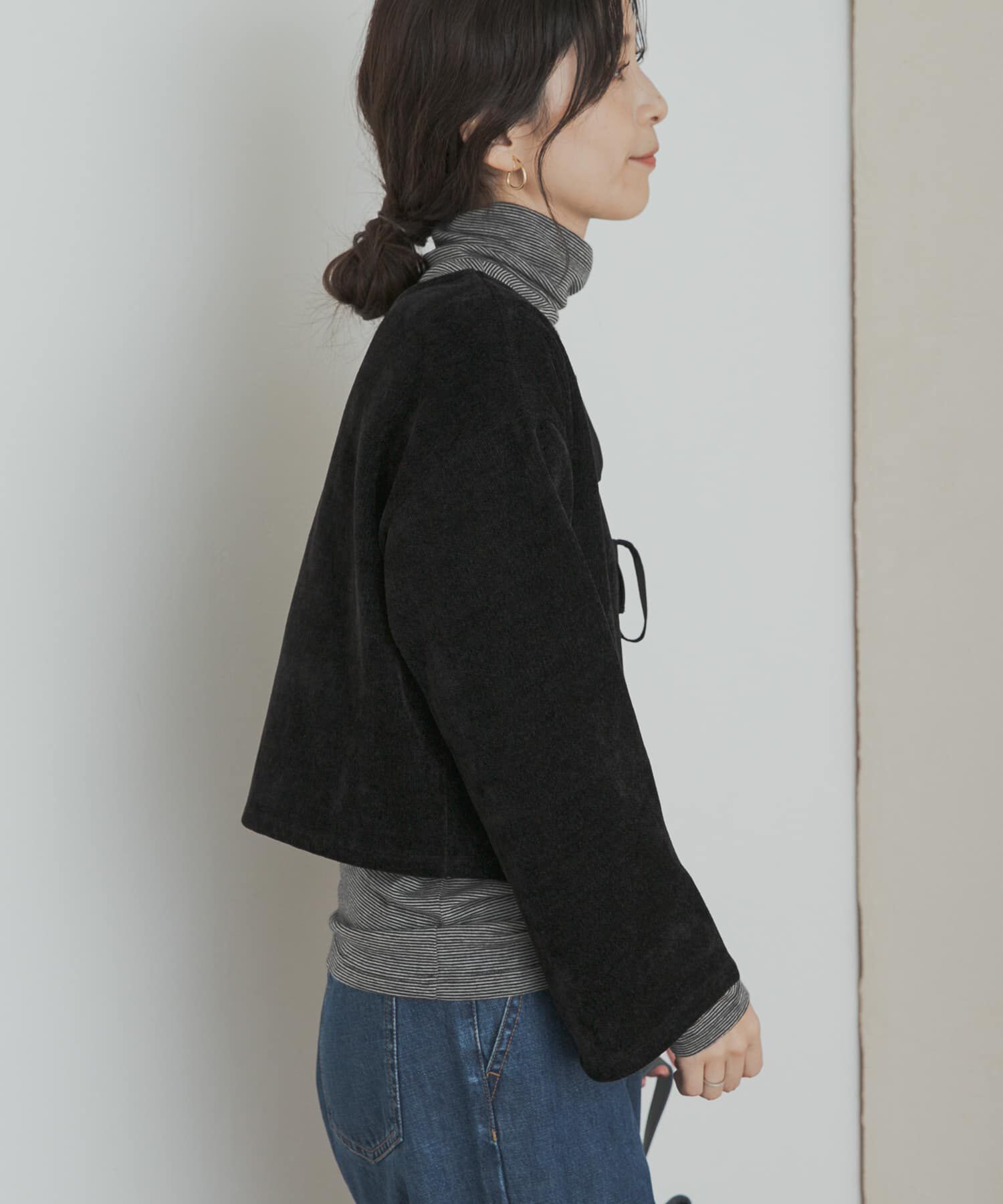 URBAN RESEARCH DOORS「ベロアリボンカットカーディガン」|カーディガン|