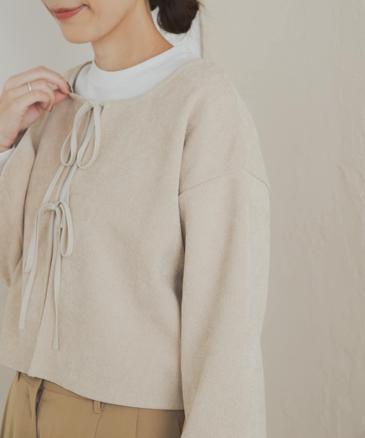 URBAN RESEARCH DOORS「ベロアリボンカットカーディガン」|カーディガン|