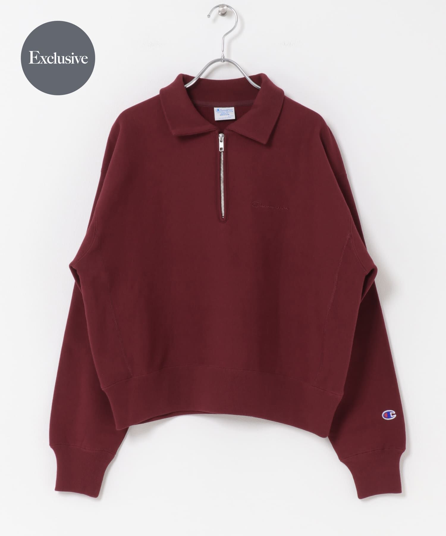 URBAN RESEARCH DOORS「『別注』Champion&times;DOORS　Half Zip Sweatshirts」|スウェット・ジャージ|バーガンディー