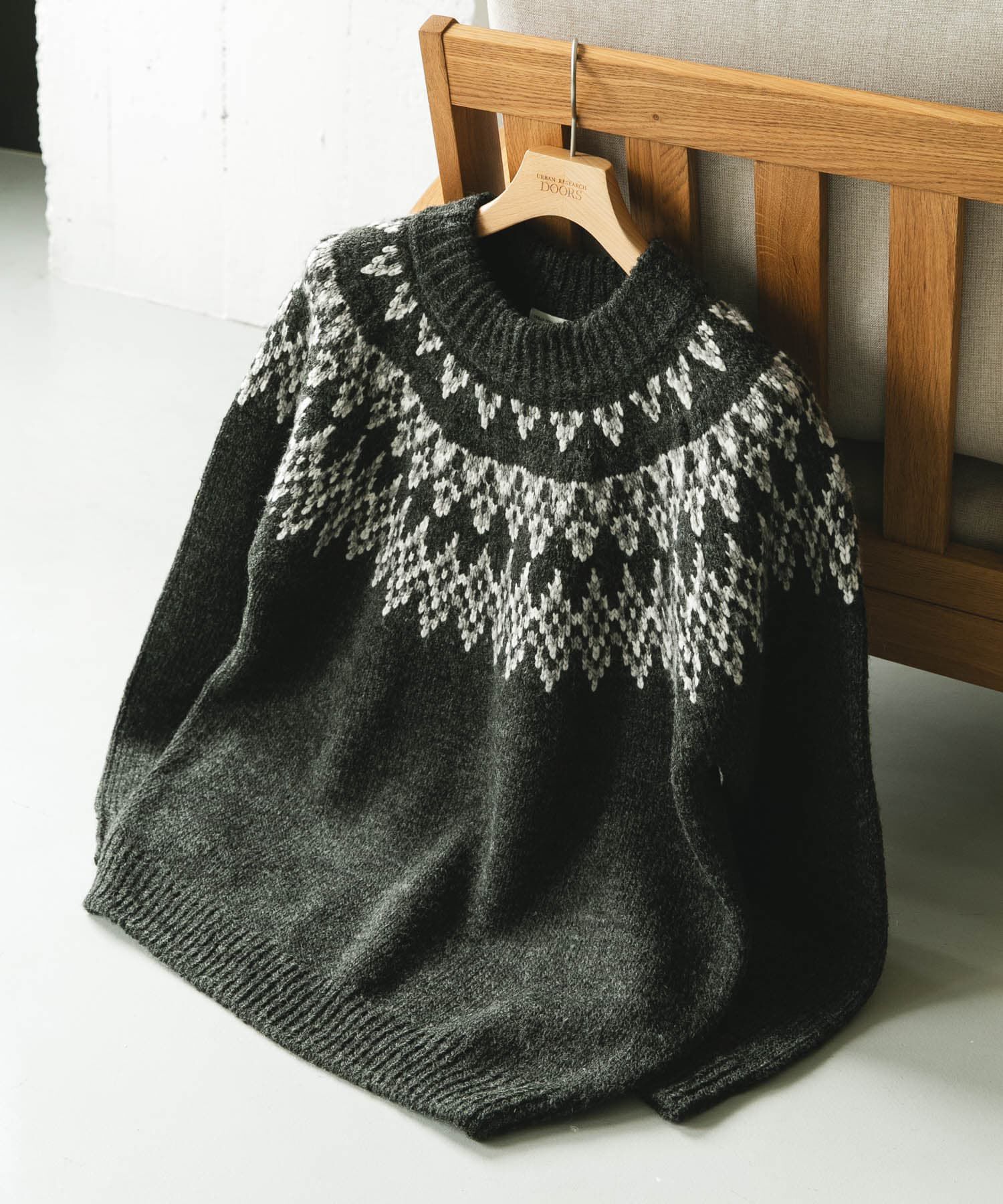 URBAN RESEARCH DOORS「求心柄モックネックニット」|ニット・セーター|グレー系その他