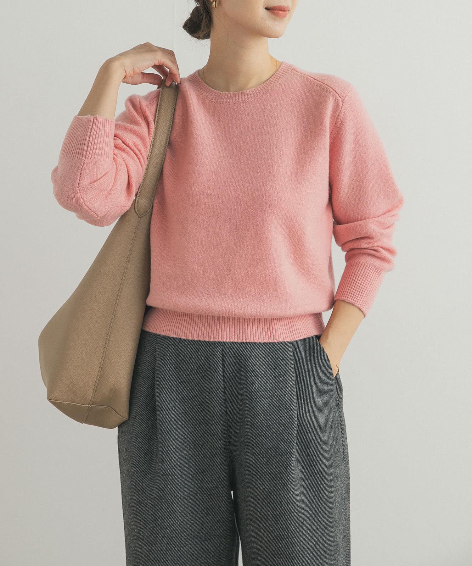 URBAN RESEARCH DOORS「ウールコンパクトクルーネックプルオーバー」|ニット・セーター|ピンク