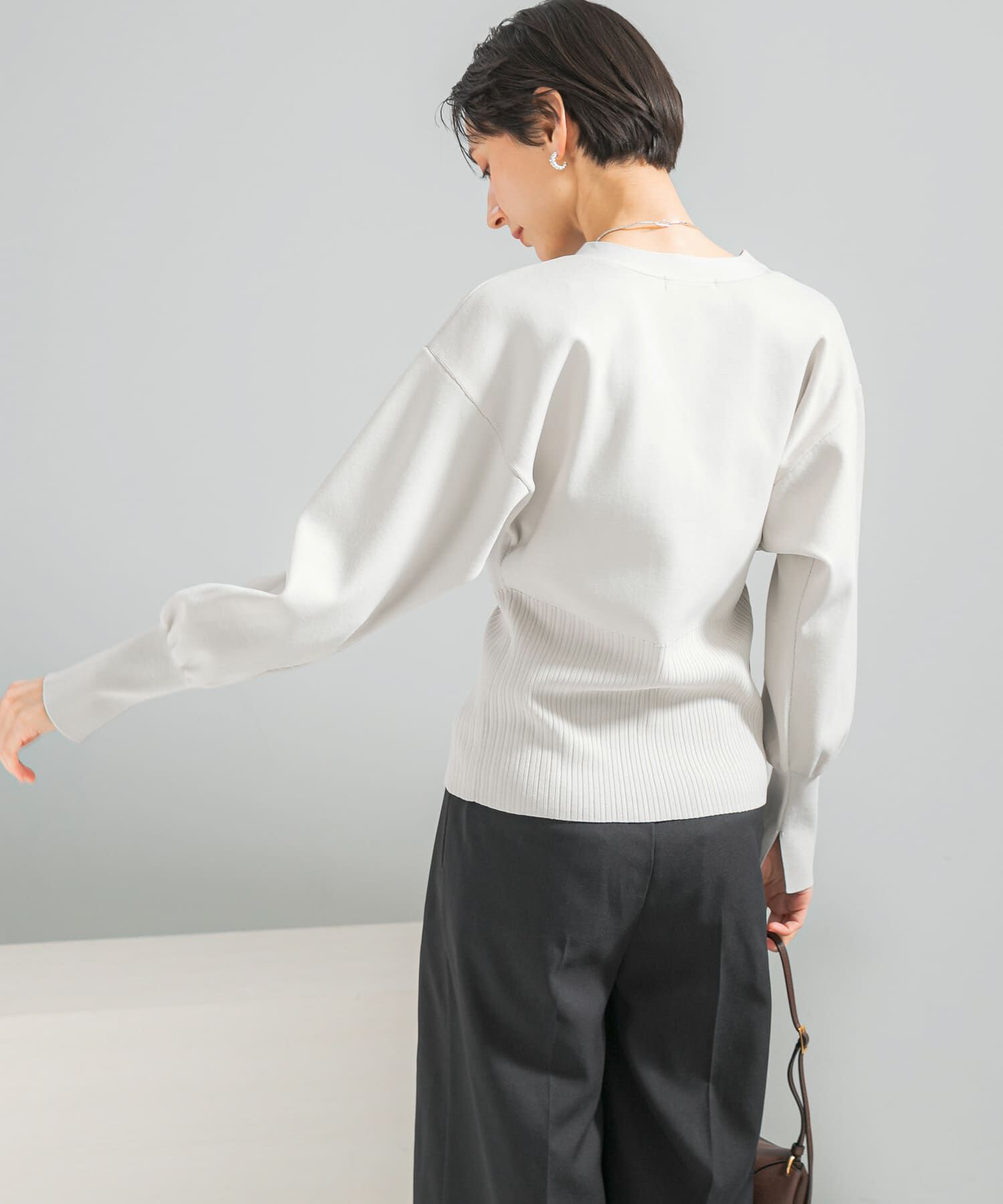 URBAN RESEARCH ROSSO「Vネックリブフロント釦デザインニット」|カーディガン|