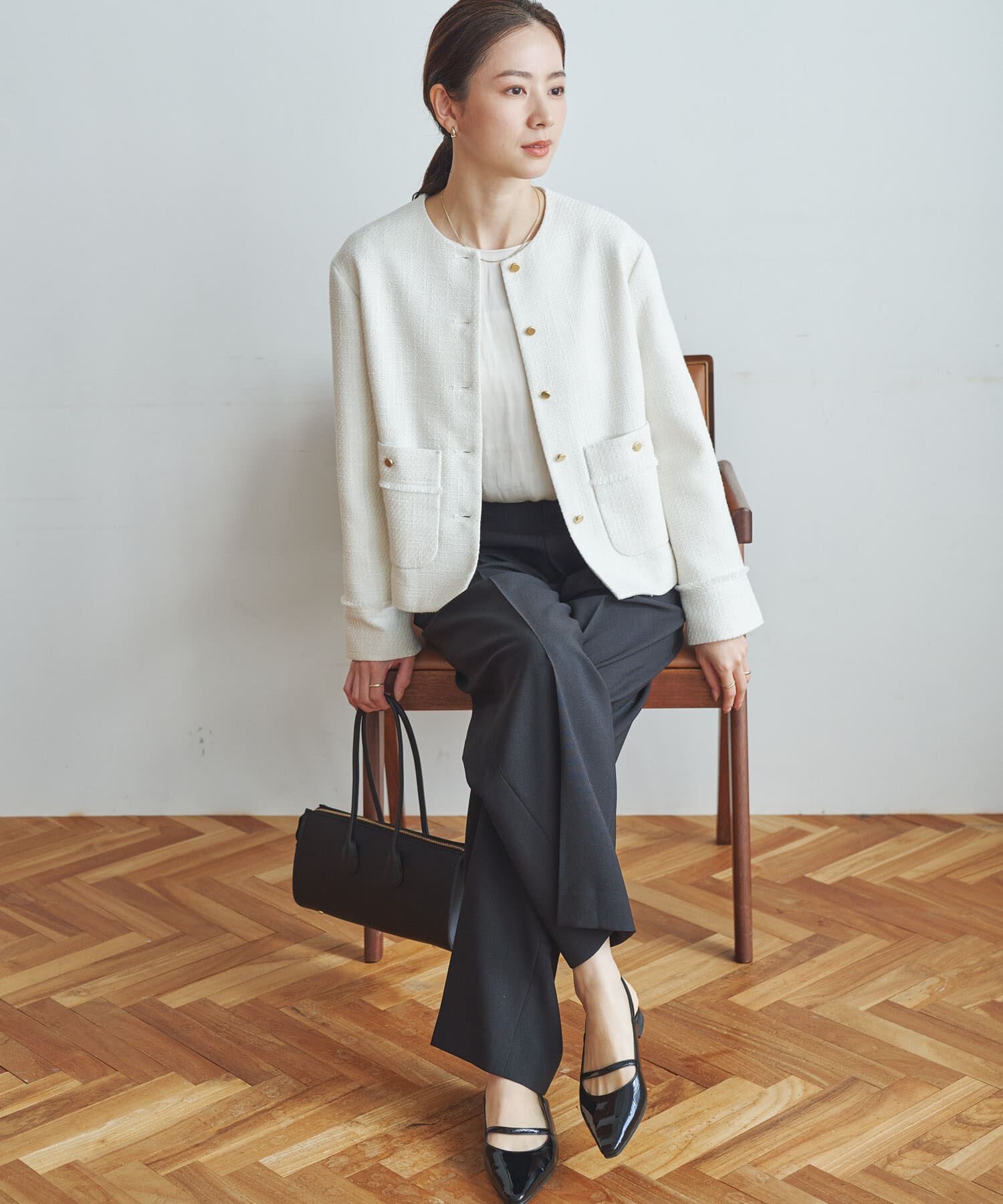 URBAN RESEARCH「ノーカラーツイードジャケット」|ノーカラージャケット|