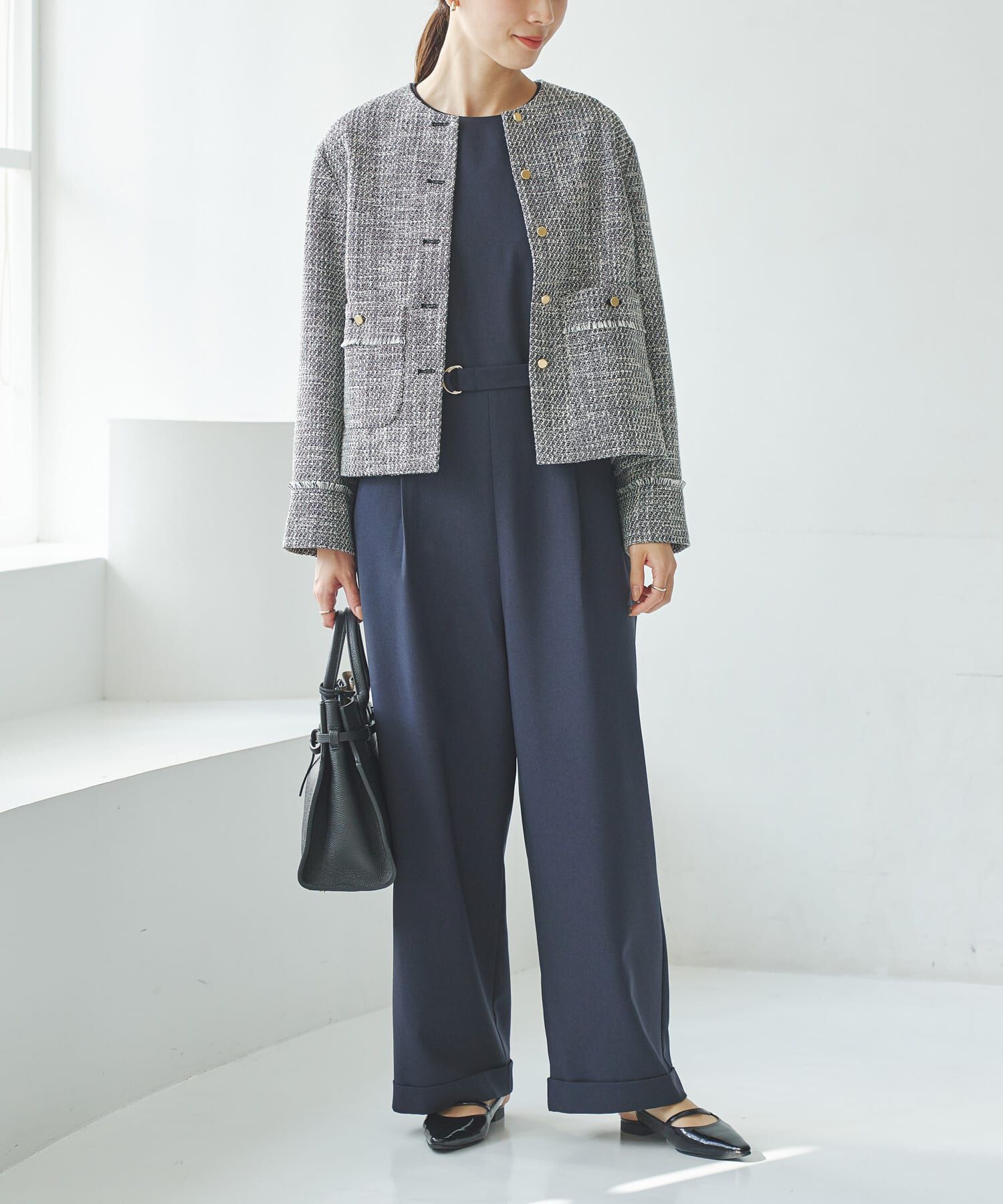 URBAN RESEARCH「ノーカラーツイードジャケット」|ノーカラージャケット|