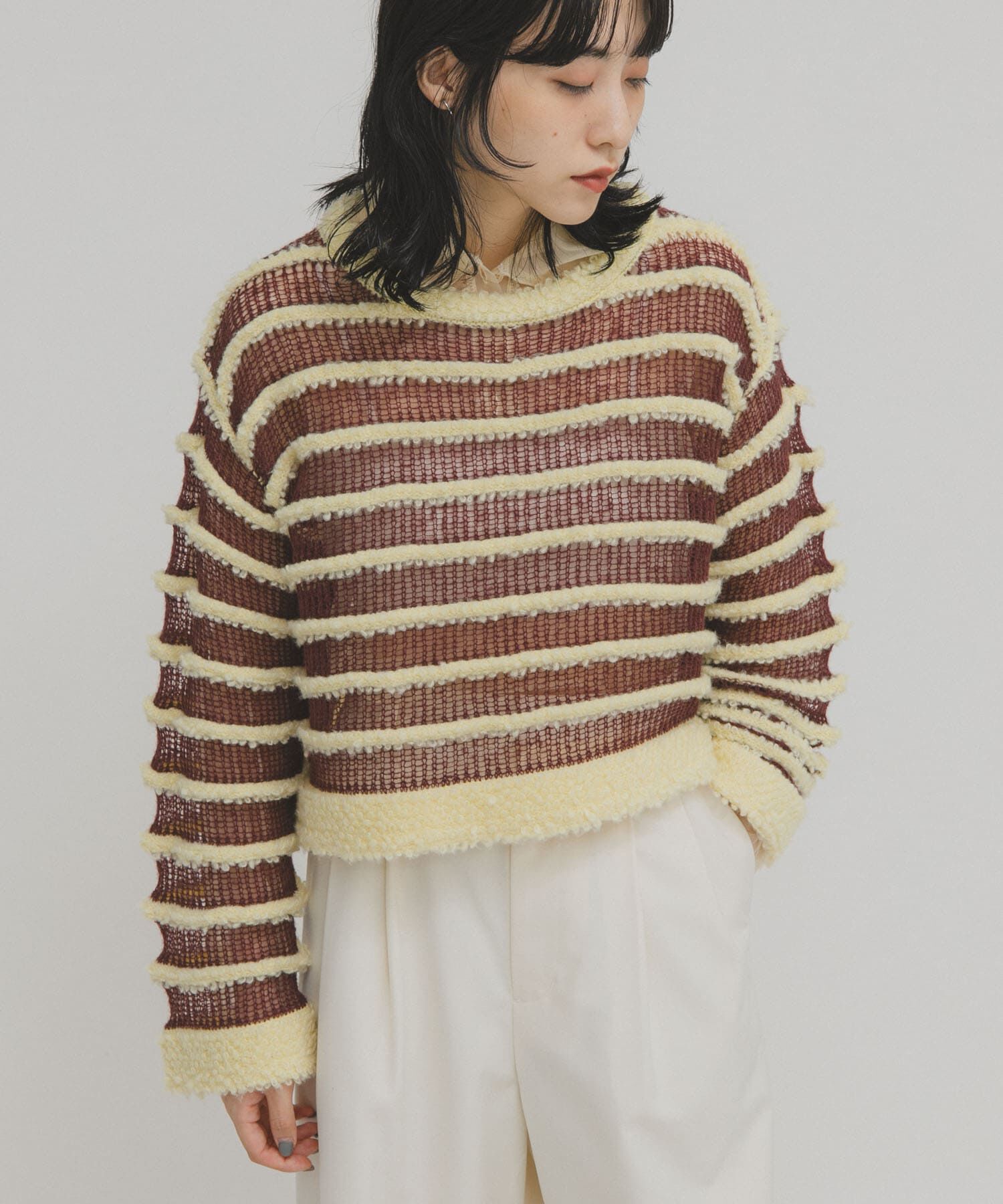  「シアーボーダーニット」|ニット・セーター|