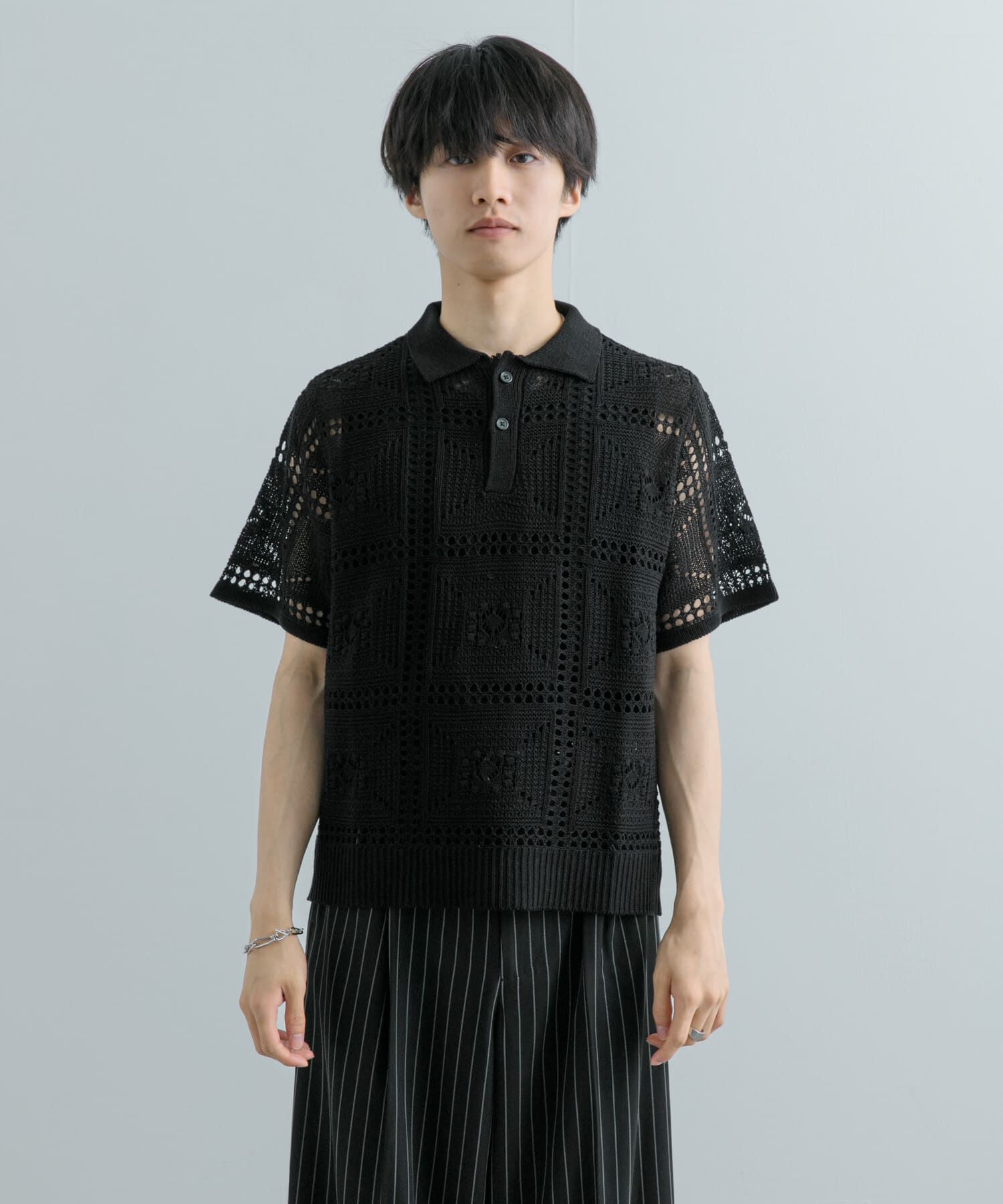 SENSE OF PLACE by URBAN RESEARCH「クロシェライクニットポロシャツ(5分袖)」|ニット・セーター|