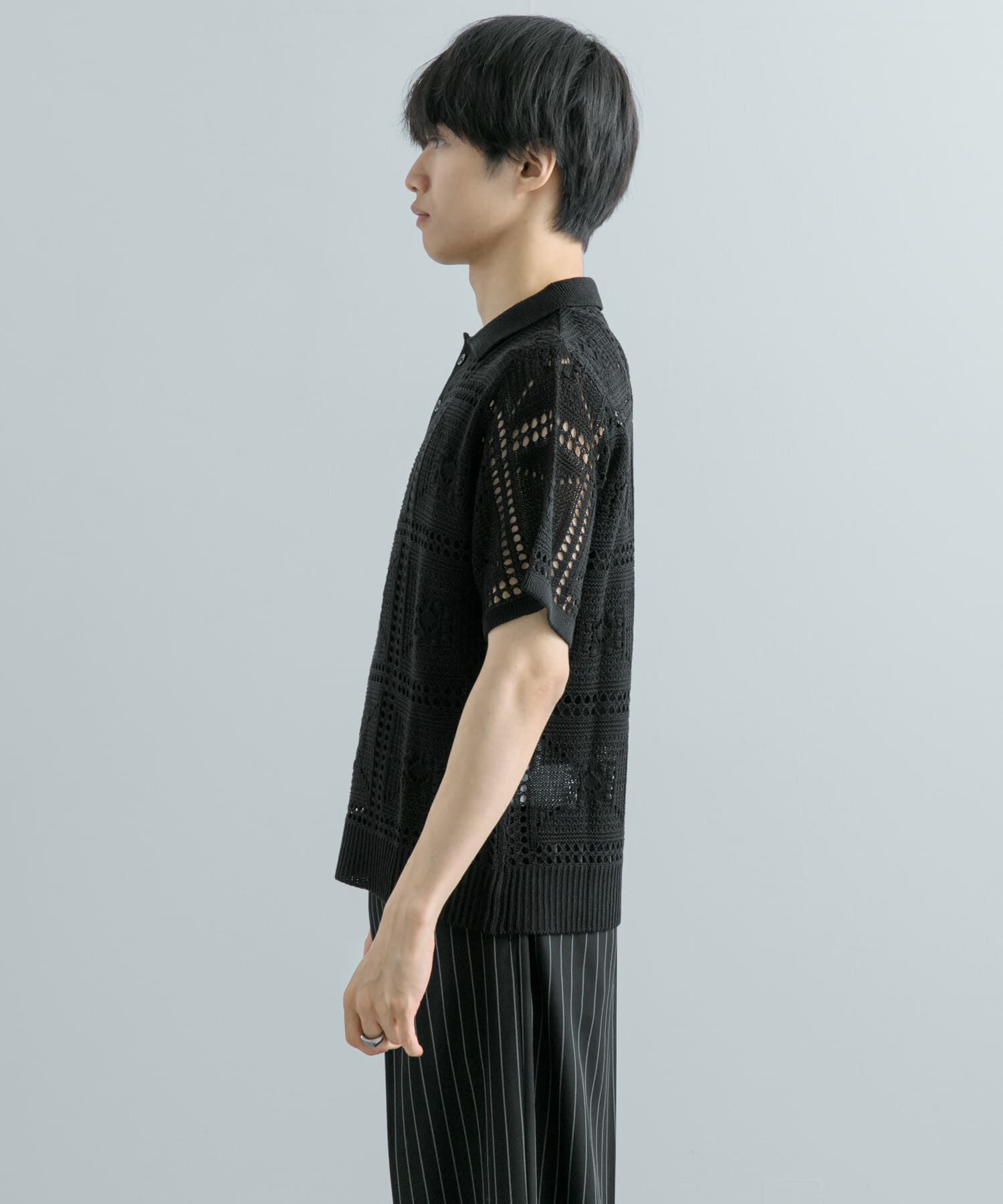 SENSE OF PLACE by URBAN RESEARCH「クロシェライクニットポロシャツ(5分袖)」|ニット・セーター|