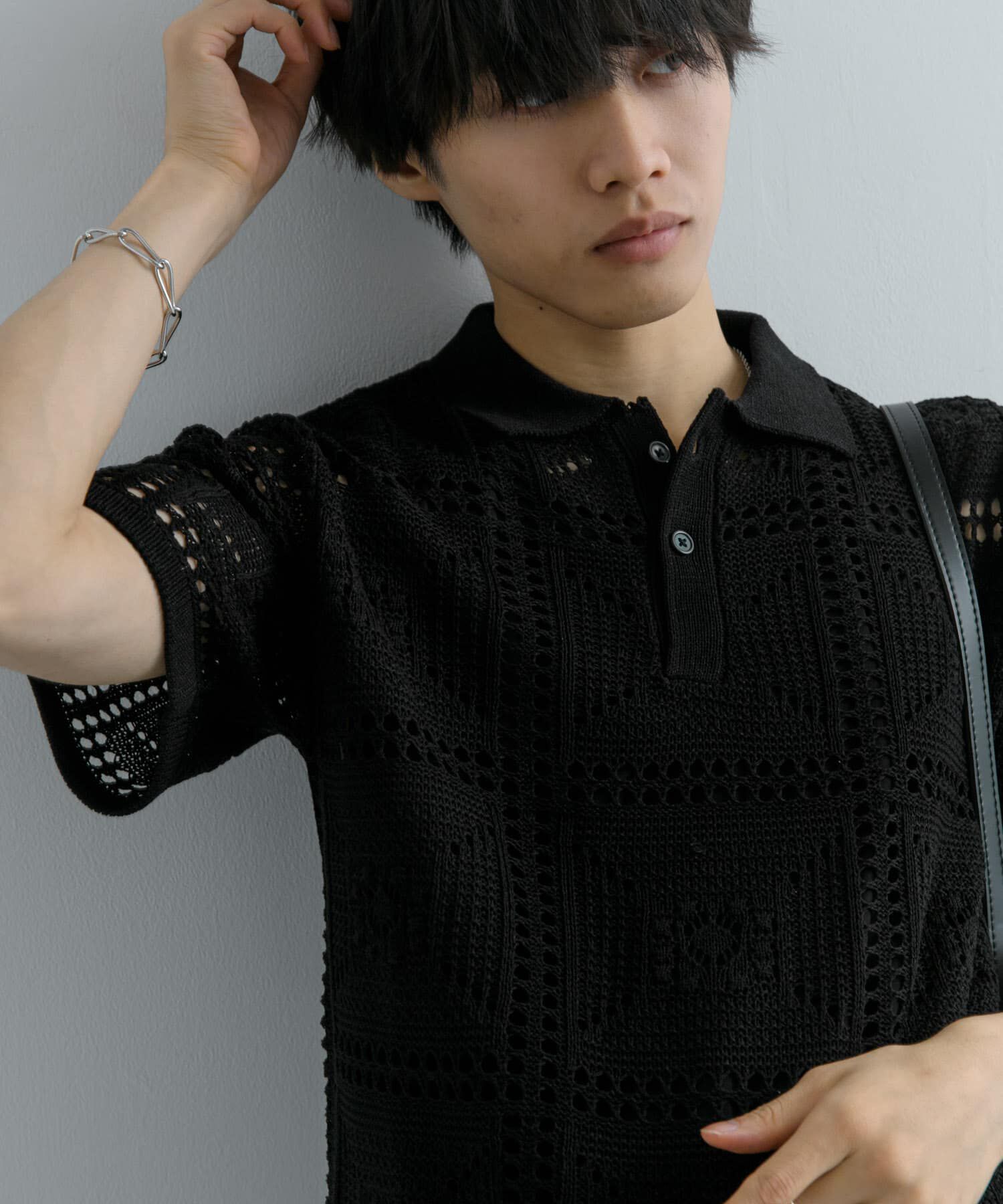 SENSE OF PLACE by URBAN RESEARCH「クロシェライクニットポロシャツ(5分袖)」|ニット・セーター|