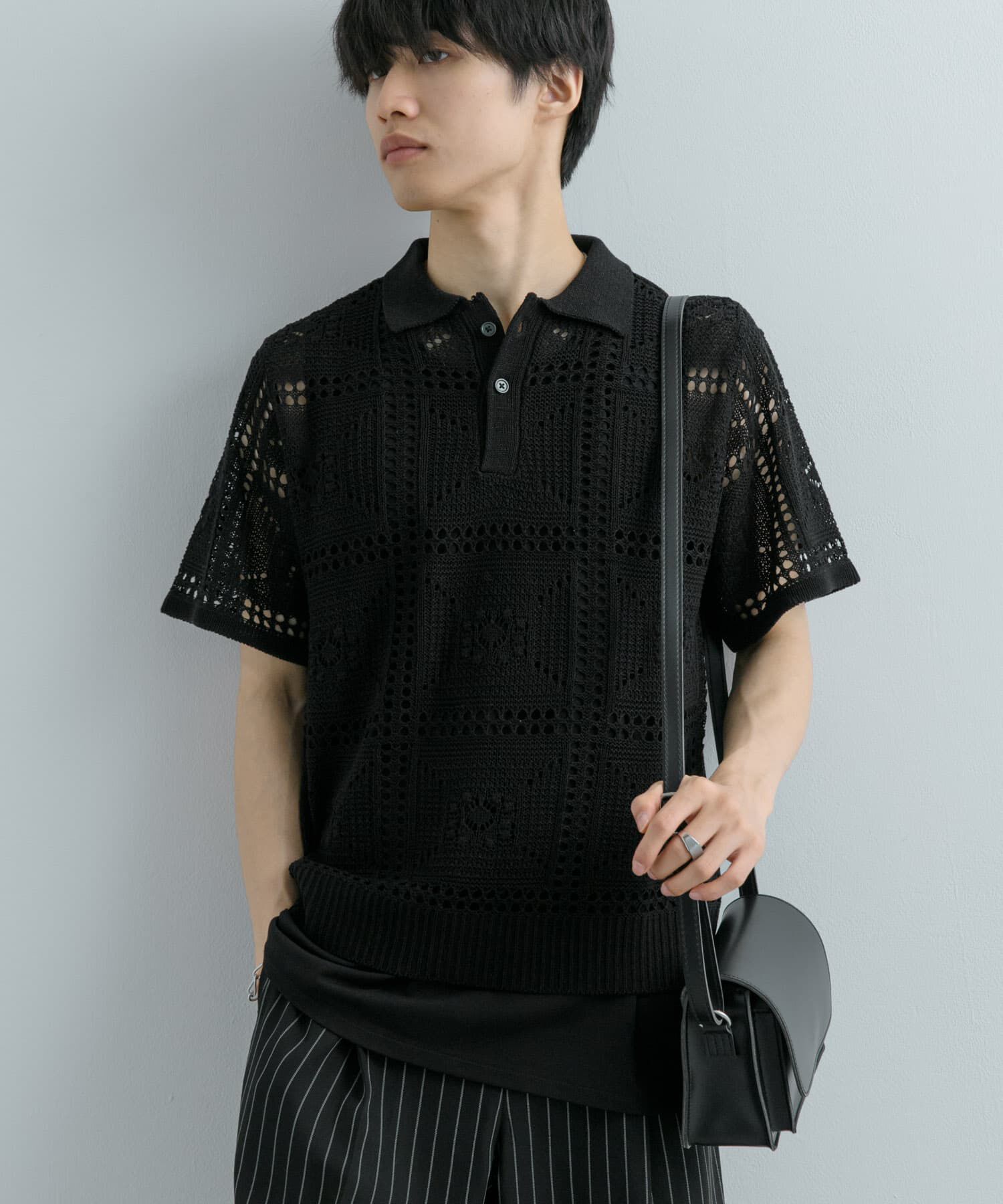 SENSE OF PLACE by URBAN RESEARCH「クロシェライクニットポロシャツ(5分袖)」|ニット・セーター|