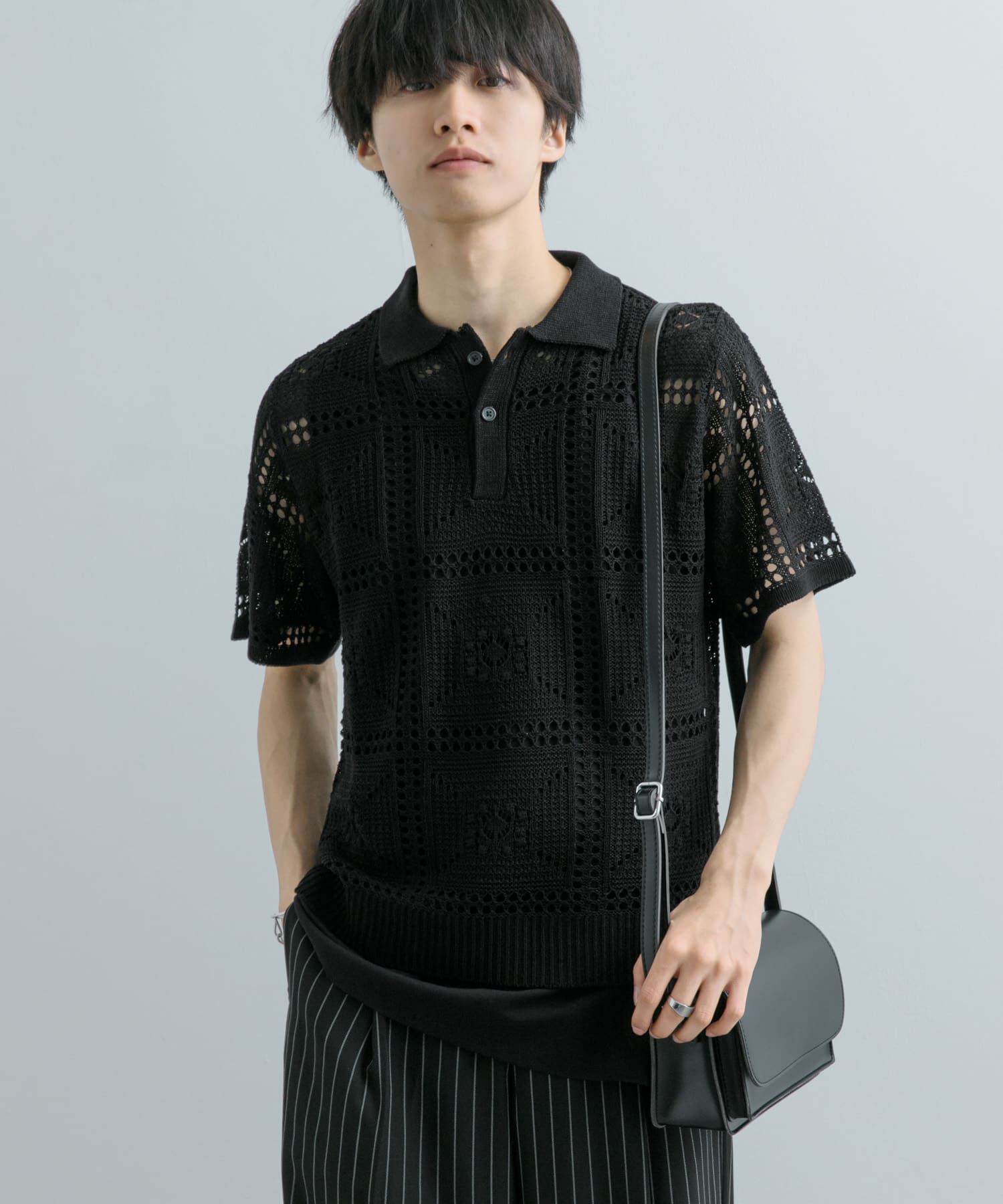 SENSE OF PLACE by URBAN RESEARCH「クロシェライクニットポロシャツ(5分袖)」|ニット・セーター|