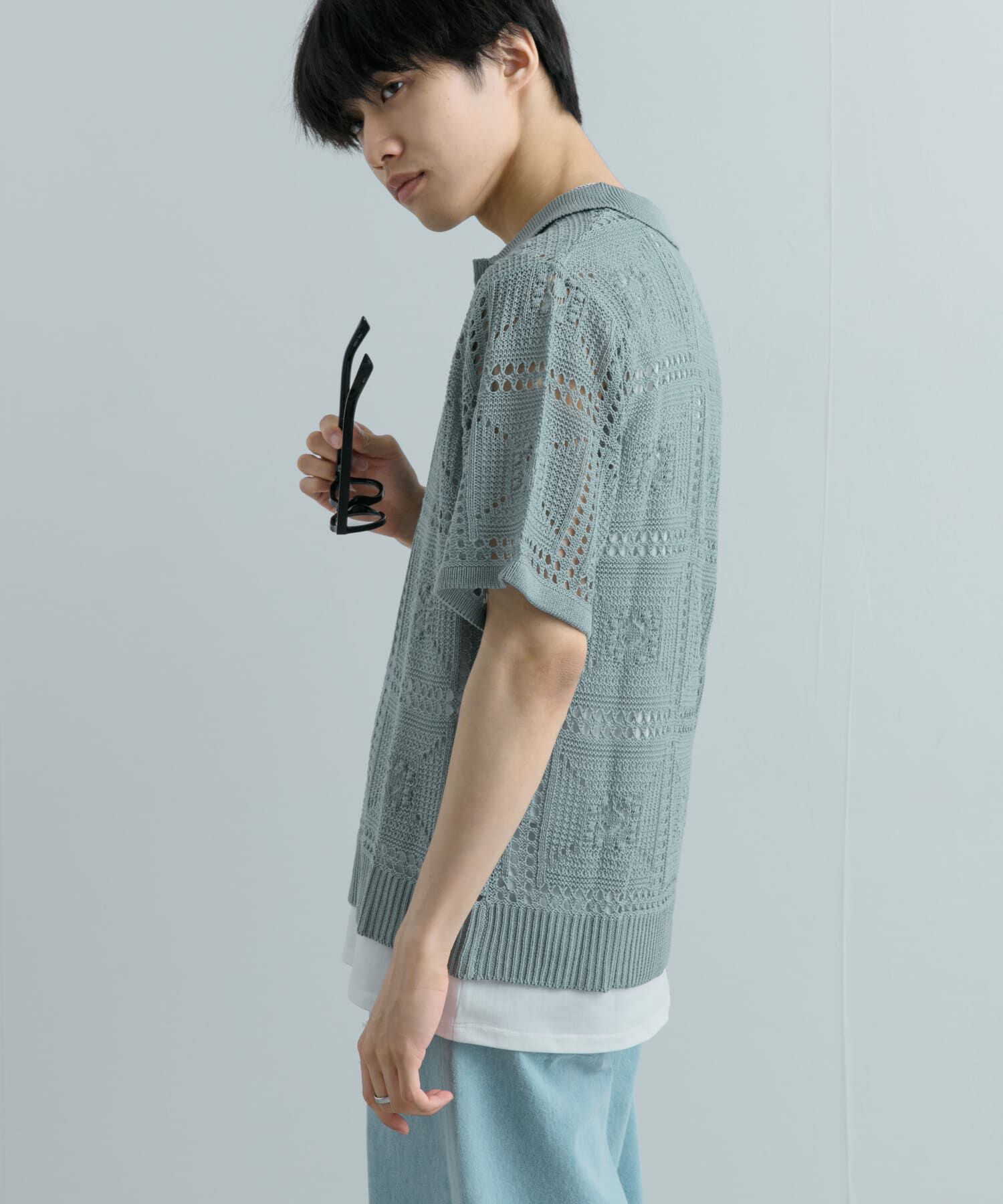 SENSE OF PLACE by URBAN RESEARCH「クロシェライクニットポロシャツ(5分袖)」|ニット・セーター|