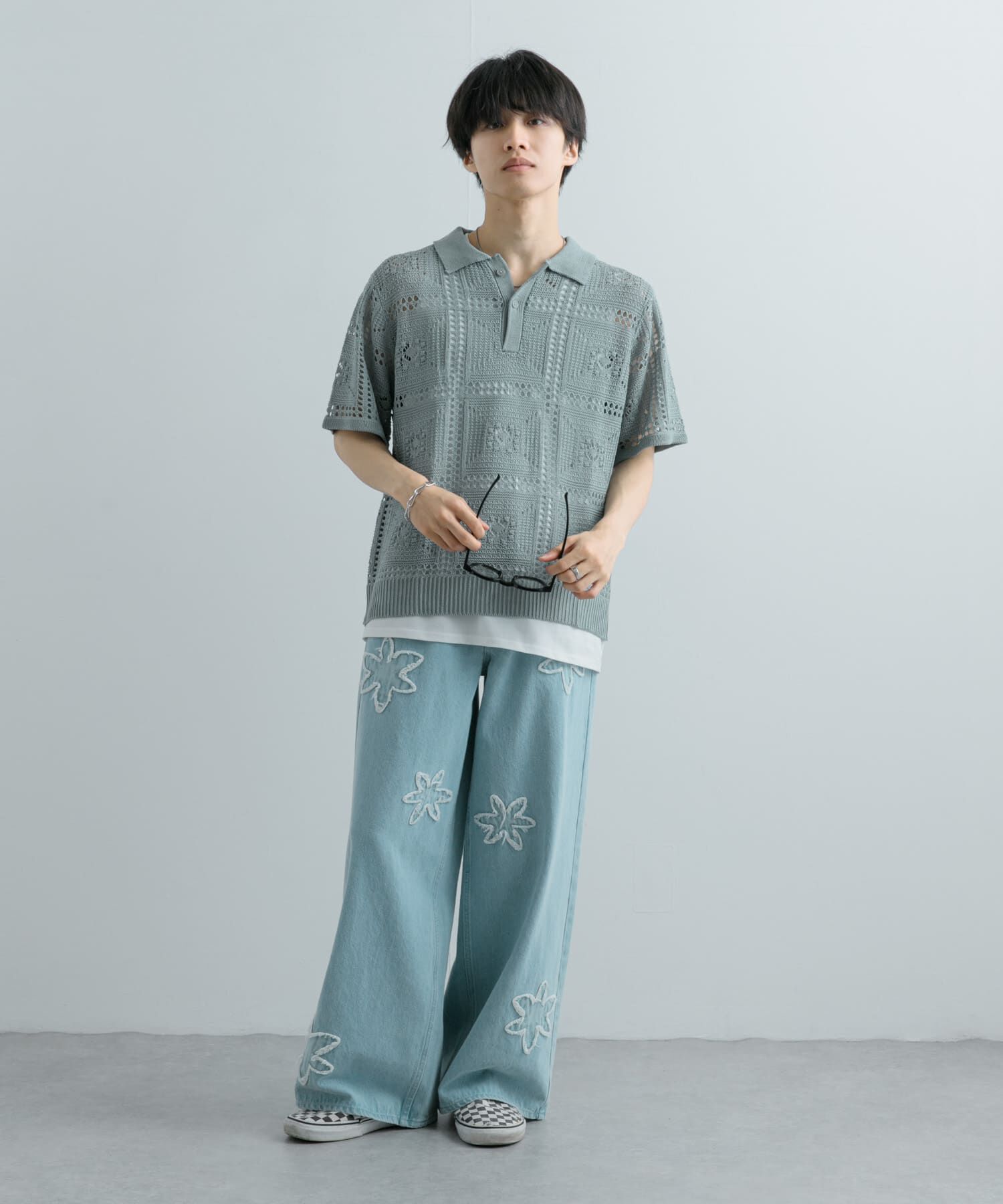 SENSE OF PLACE by URBAN RESEARCH「クロシェライクニットポロシャツ(5分袖)」|ニット・セーター|