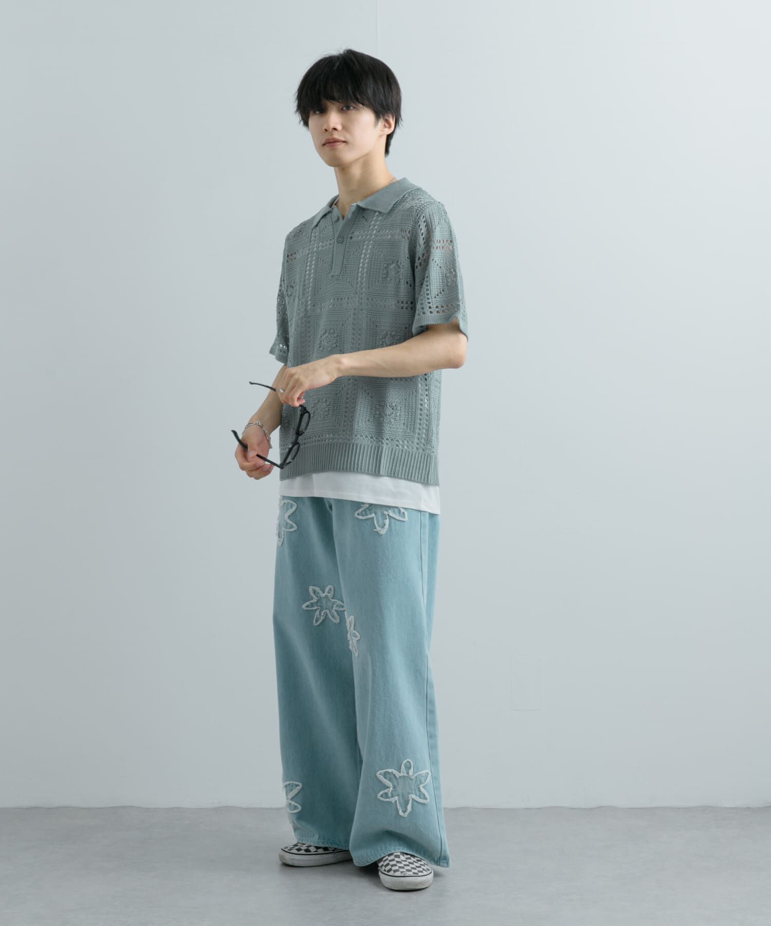 SENSE OF PLACE by URBAN RESEARCH「クロシェライクニットポロシャツ(5分袖)」|ニット・セーター|