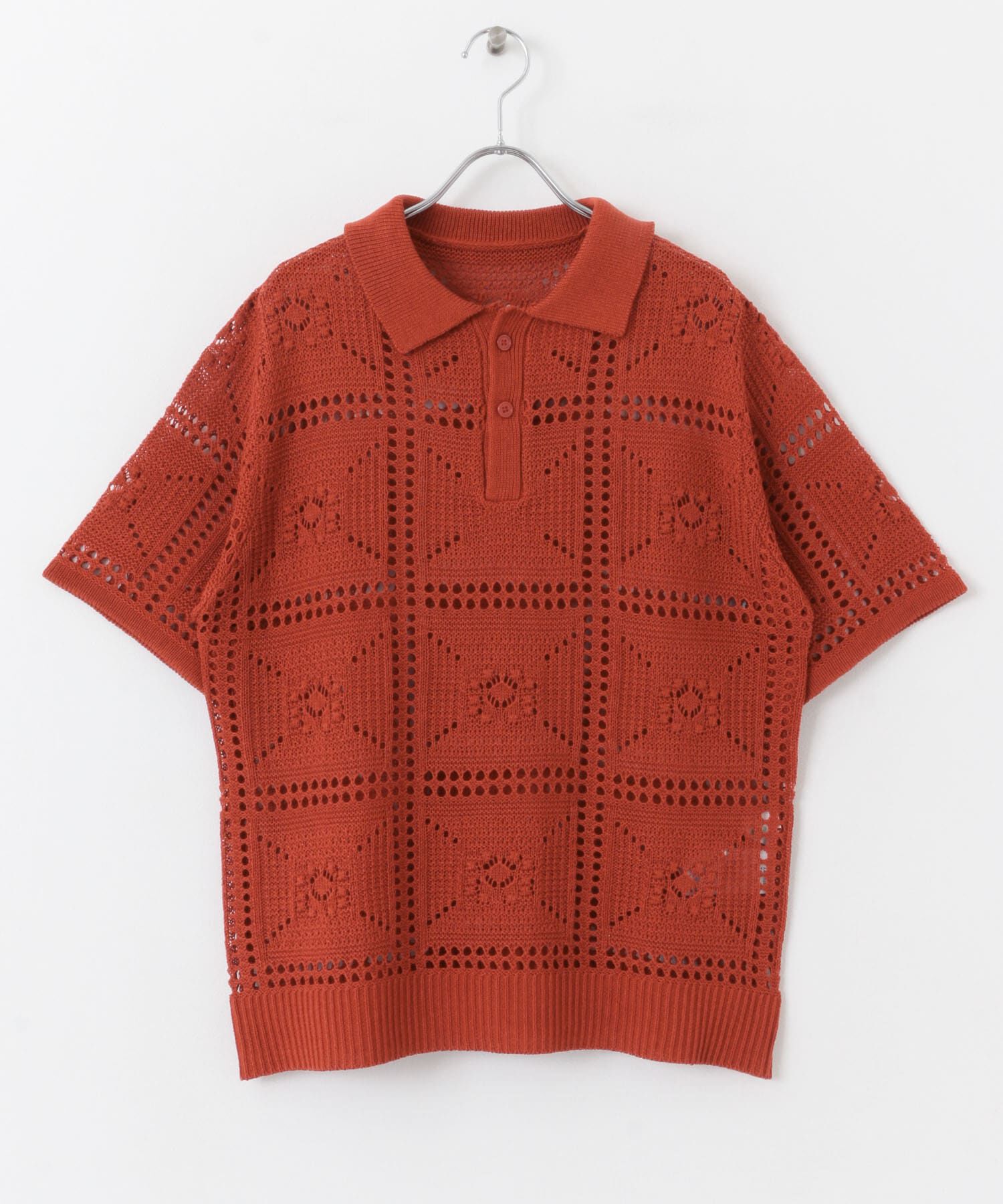 SENSE OF PLACE by URBAN RESEARCH「クロシェライクニットポロシャツ(5分袖)」|ニット・セーター|