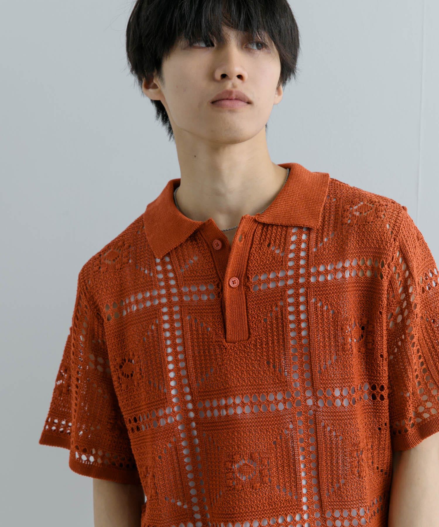 SENSE OF PLACE by URBAN RESEARCH「クロシェライクニットポロシャツ(5分袖)」|ニット・セーター|