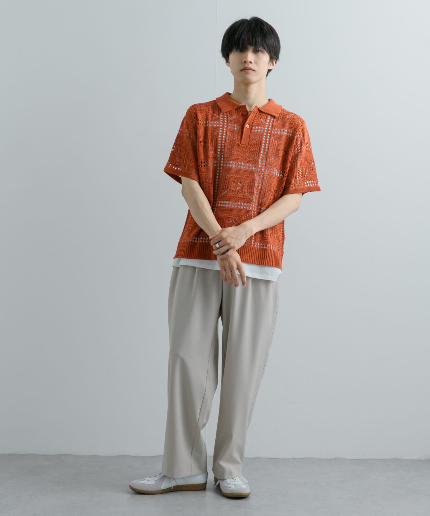 SENSE OF PLACE by URBAN RESEARCH「クロシェライクニットポロシャツ(5分袖)」|ニット・セーター|