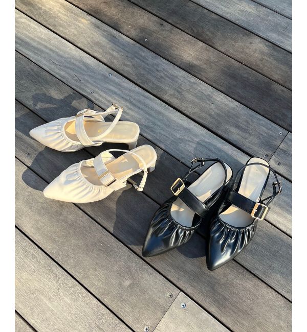 MAJESTICLEGON「ふかふかフィットギャザーミュール」|その他|ブラック