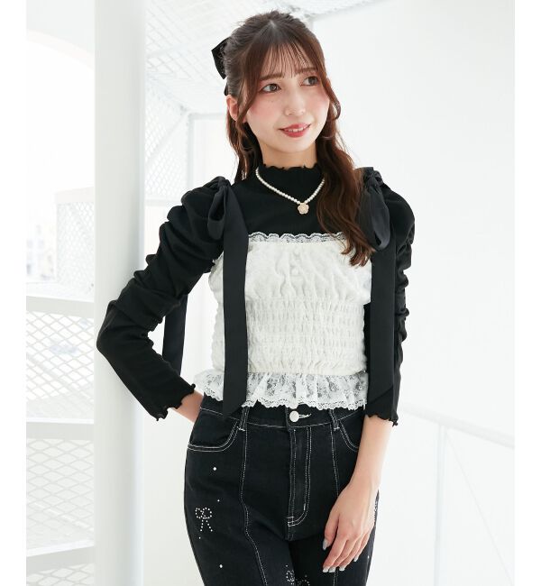  「配色肩リボンビスチェ」|キャミソール|