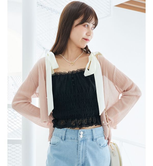  「配色肩リボンビスチェ」|キャミソール|