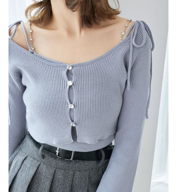  「ビジューチェーンキャミセットカーデ」|カーディガン|