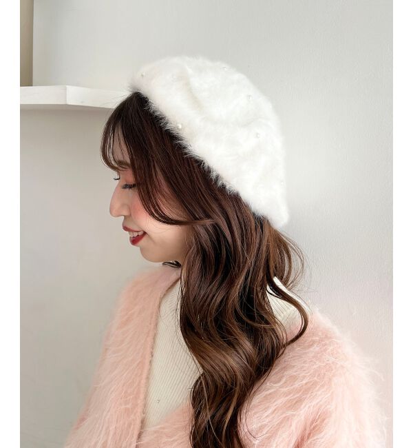  「ふわふわパールベレー帽」|ハンチング・ベレー帽|