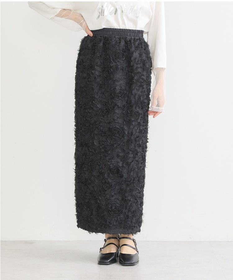 earth music&ecology「フラワーチュールナロースカート」|タイト|