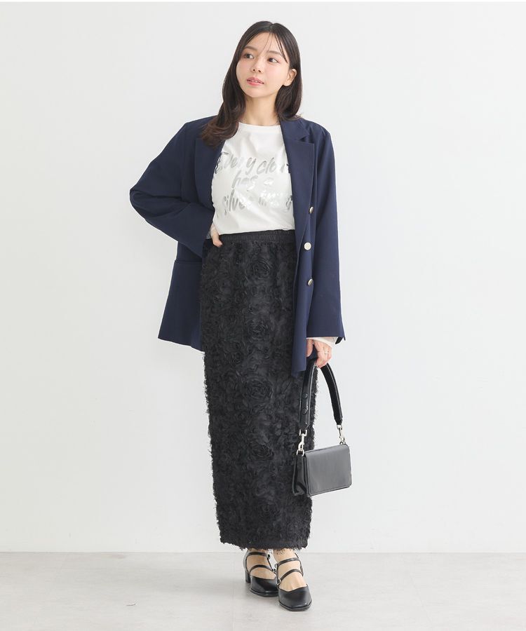 earth music&ecology「フラワーチュールナロースカート」|タイト|