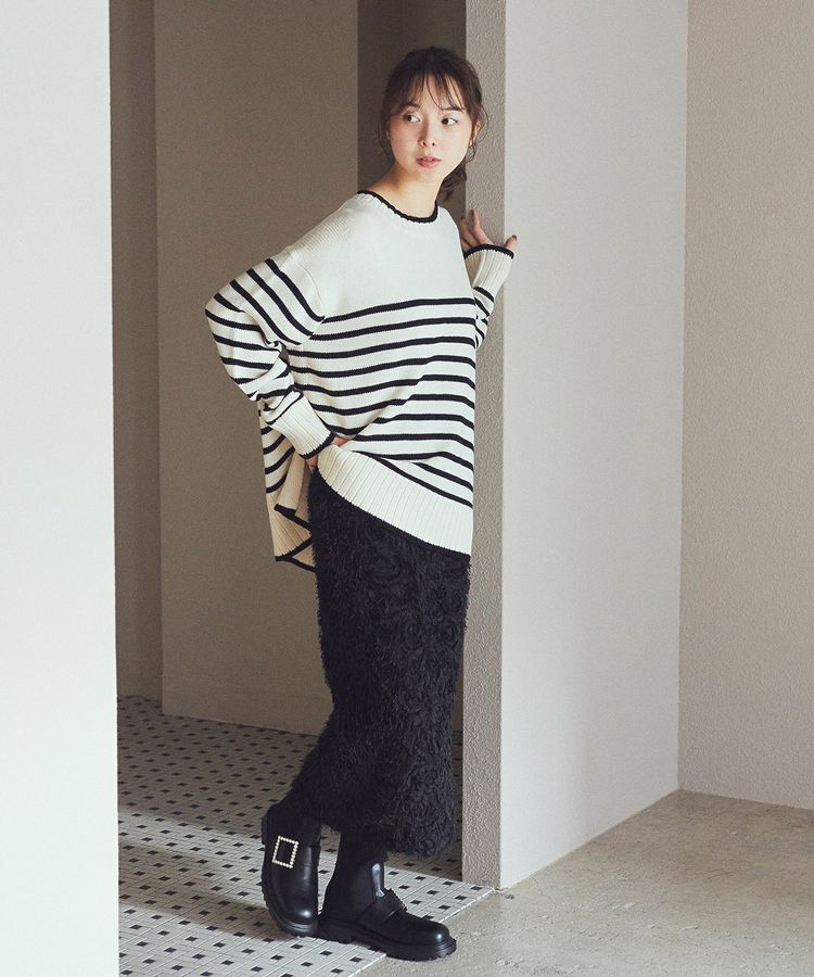 earth music&ecology「フラワーチュールナロースカート」|タイト|